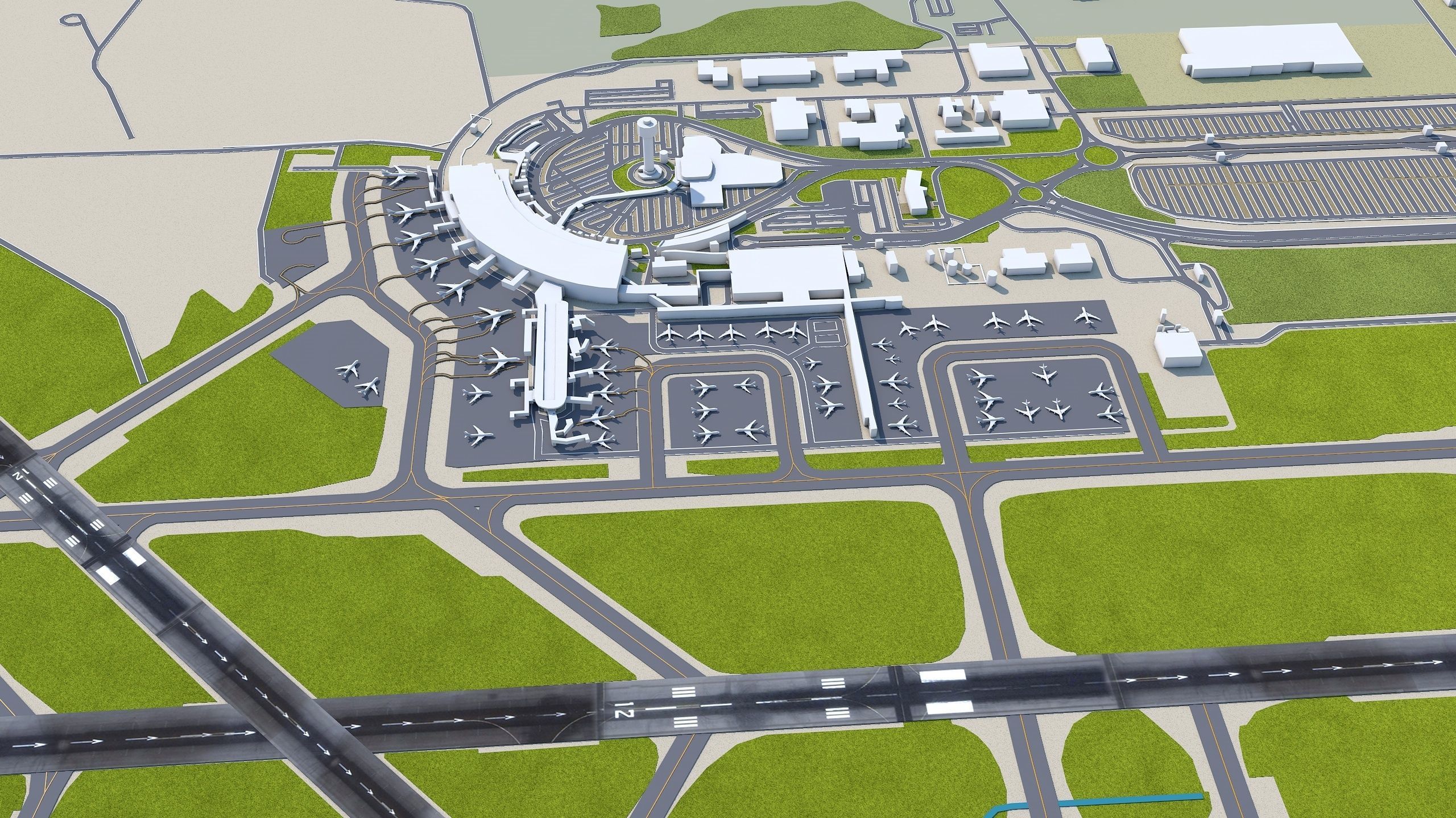 Perth Airport 10km Low-poly 3D model_7
