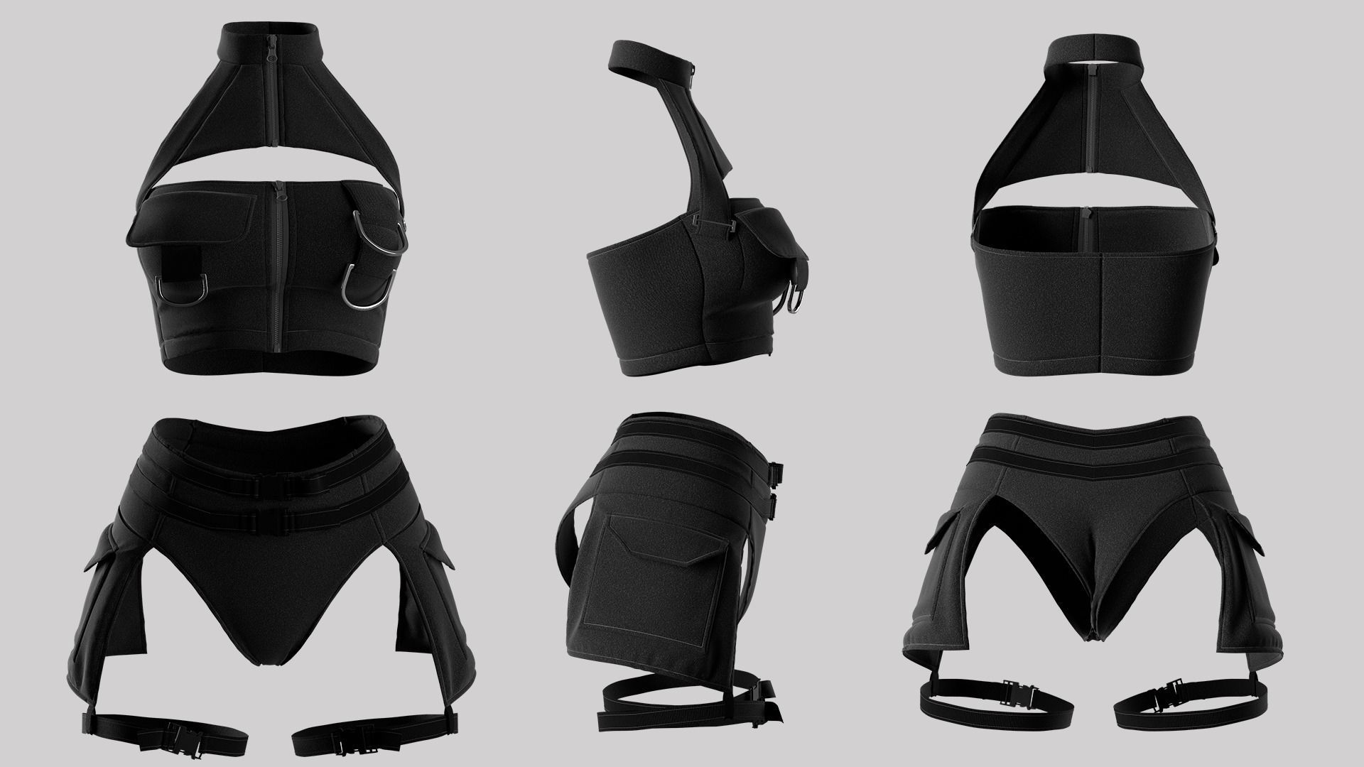 Tactical Sexy Female Outfit Marvelous Designer Project 3D model_1