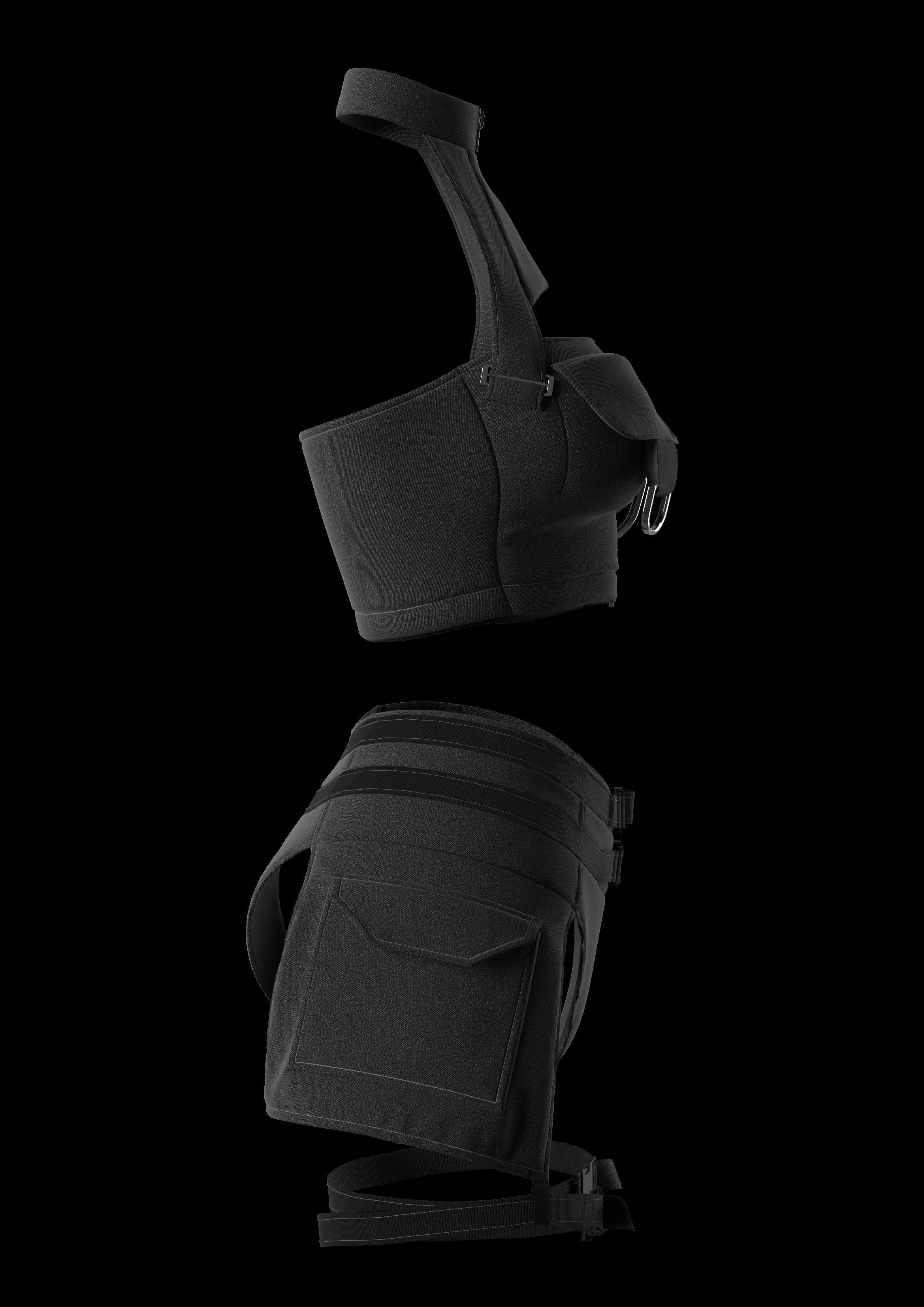 Tactical Sexy Female Outfit Marvelous Designer Project 3D model_8