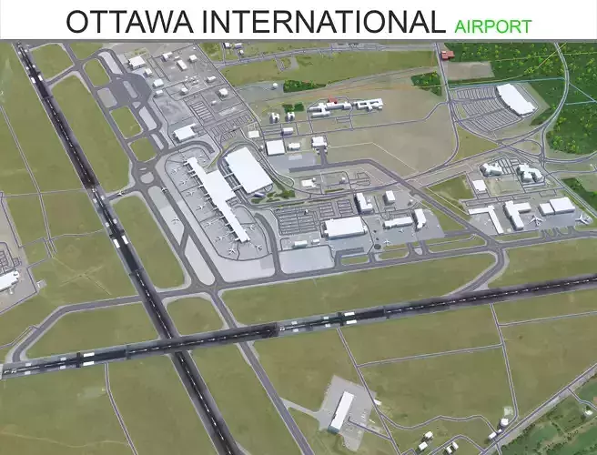 Ottawa International Airport 10km Low-poly 3D model