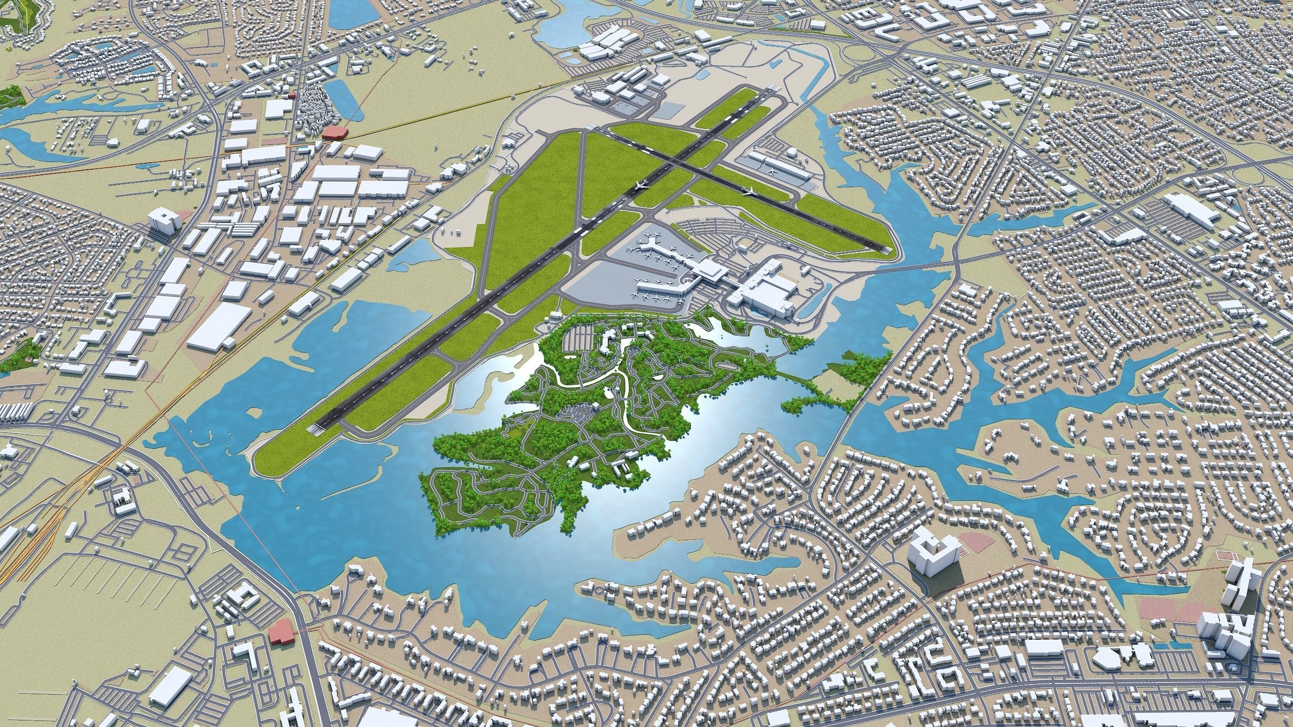 Norfolk International Airport 10km Low-poly 3D model_4