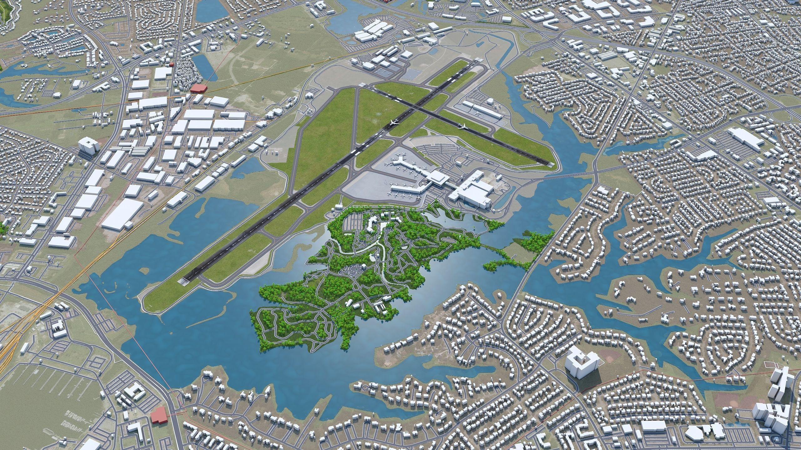 Norfolk International Airport 10km Low-poly 3D model_3