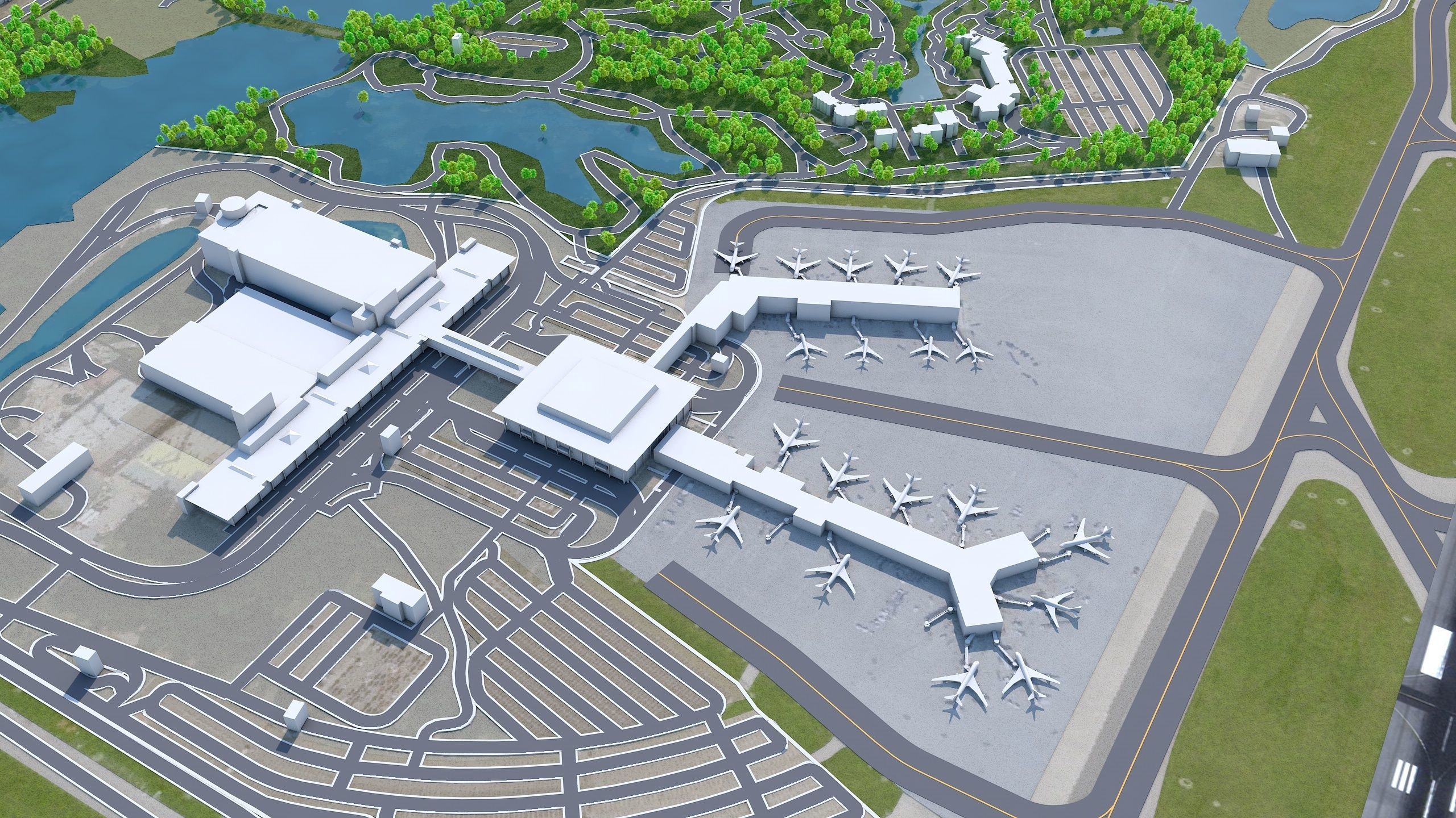 Norfolk International Airport 10km Low-poly 3D model_1