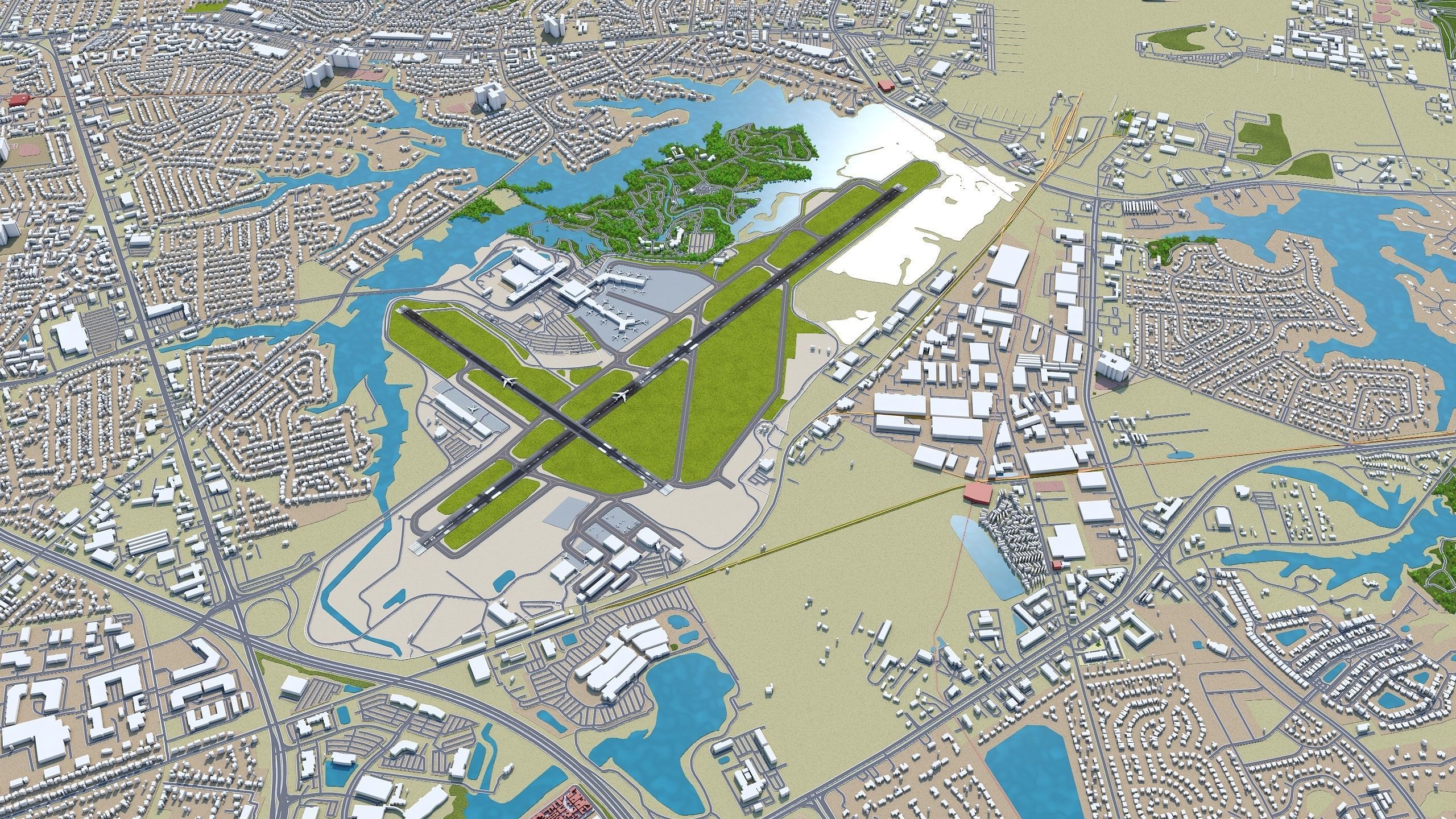 Norfolk International Airport 10km Low-poly 3D model_7