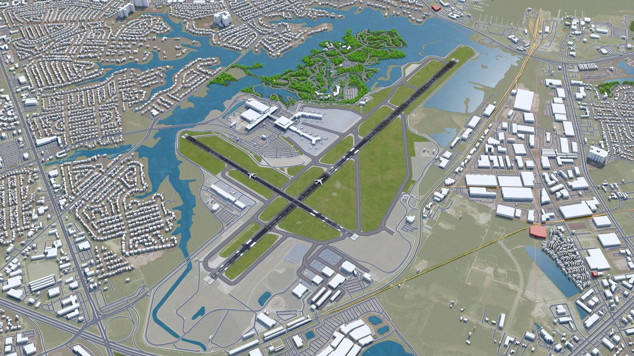 Norfolk International Airport 10km Low-poly 3D model_2