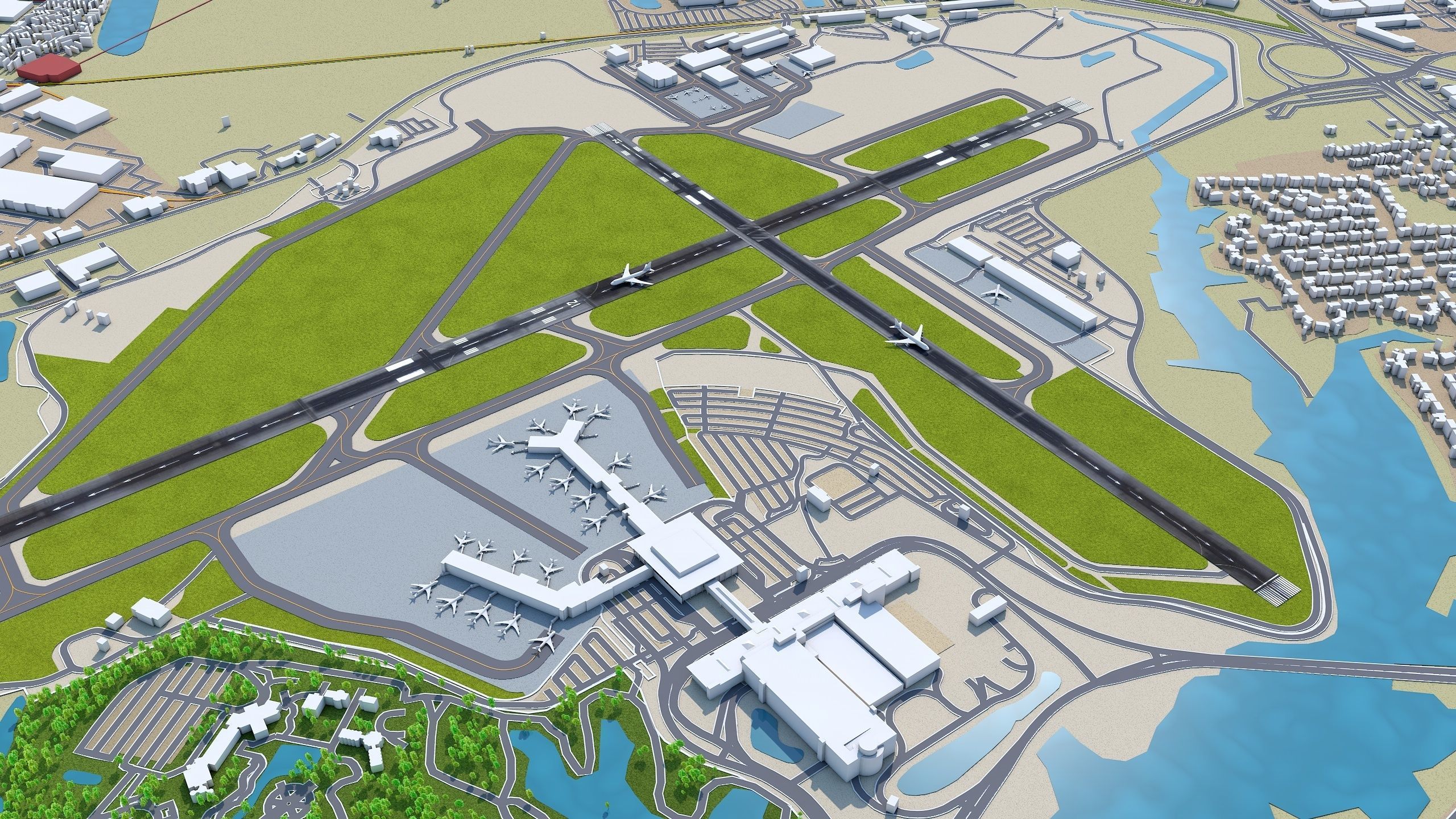 Norfolk International Airport 10km Low-poly 3D model_5