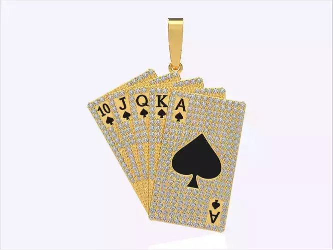 Hip hop playing card poker pendant with diamonds