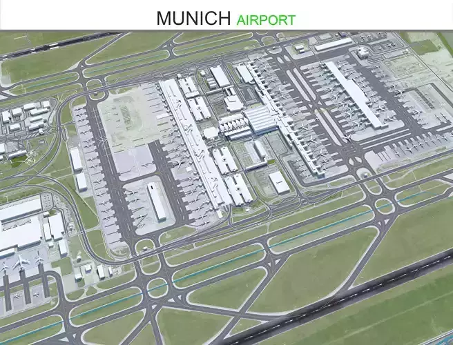 Munich Airport 15km Low-poly 3D model