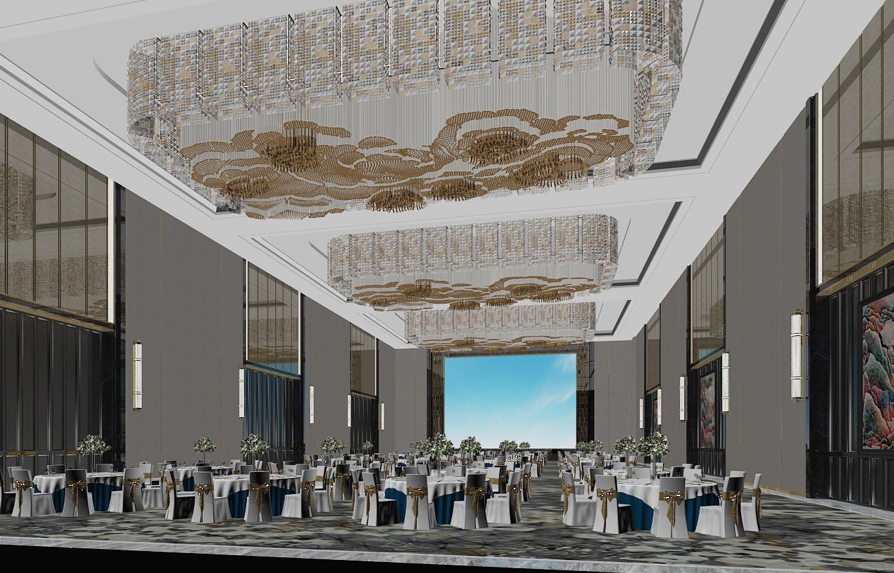 Ballroom banquet hall at hyatt regency shanghai 3D model_2