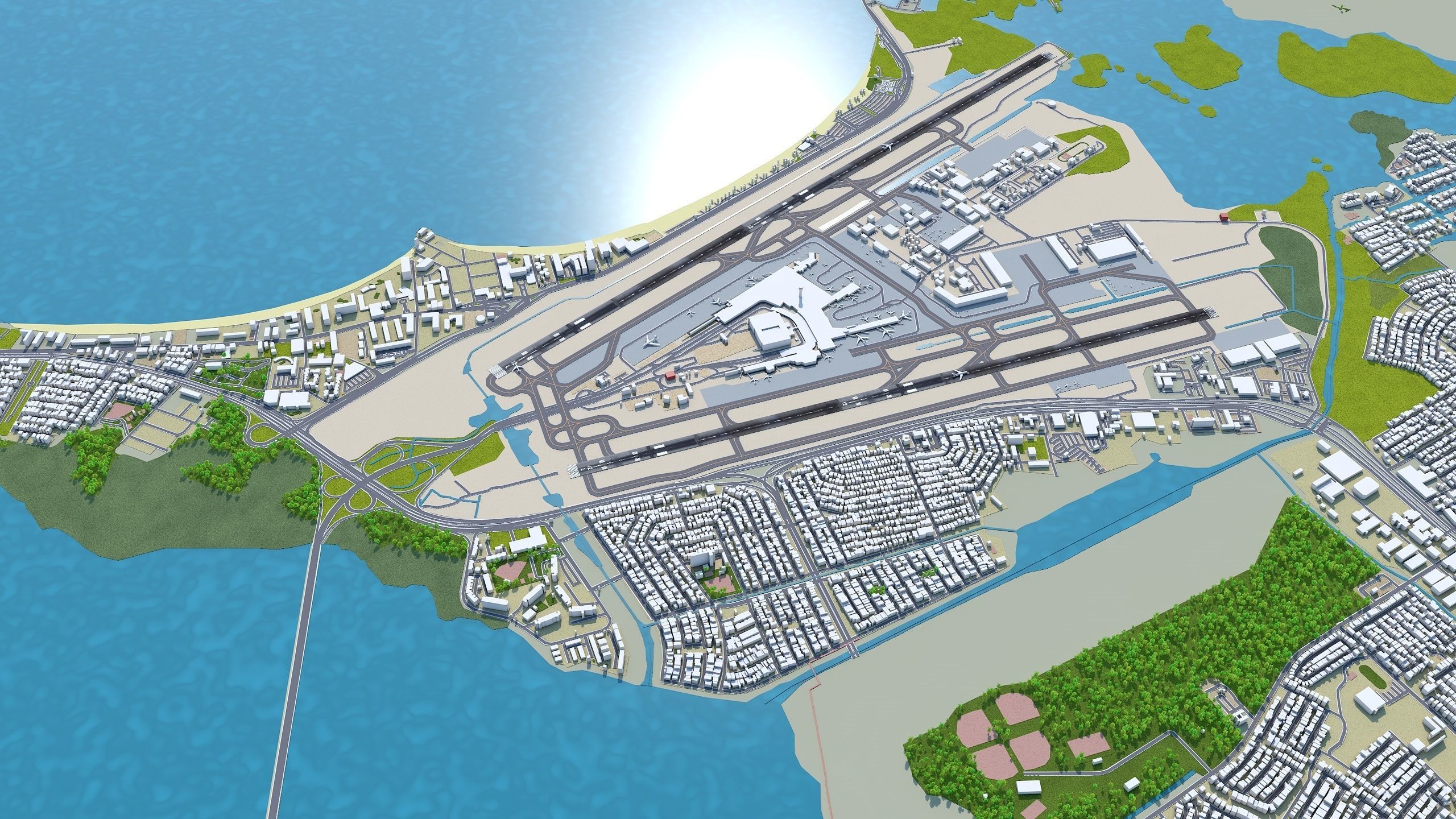 Luis Munoz Marin International Airport 10km Low-poly 3D model_7