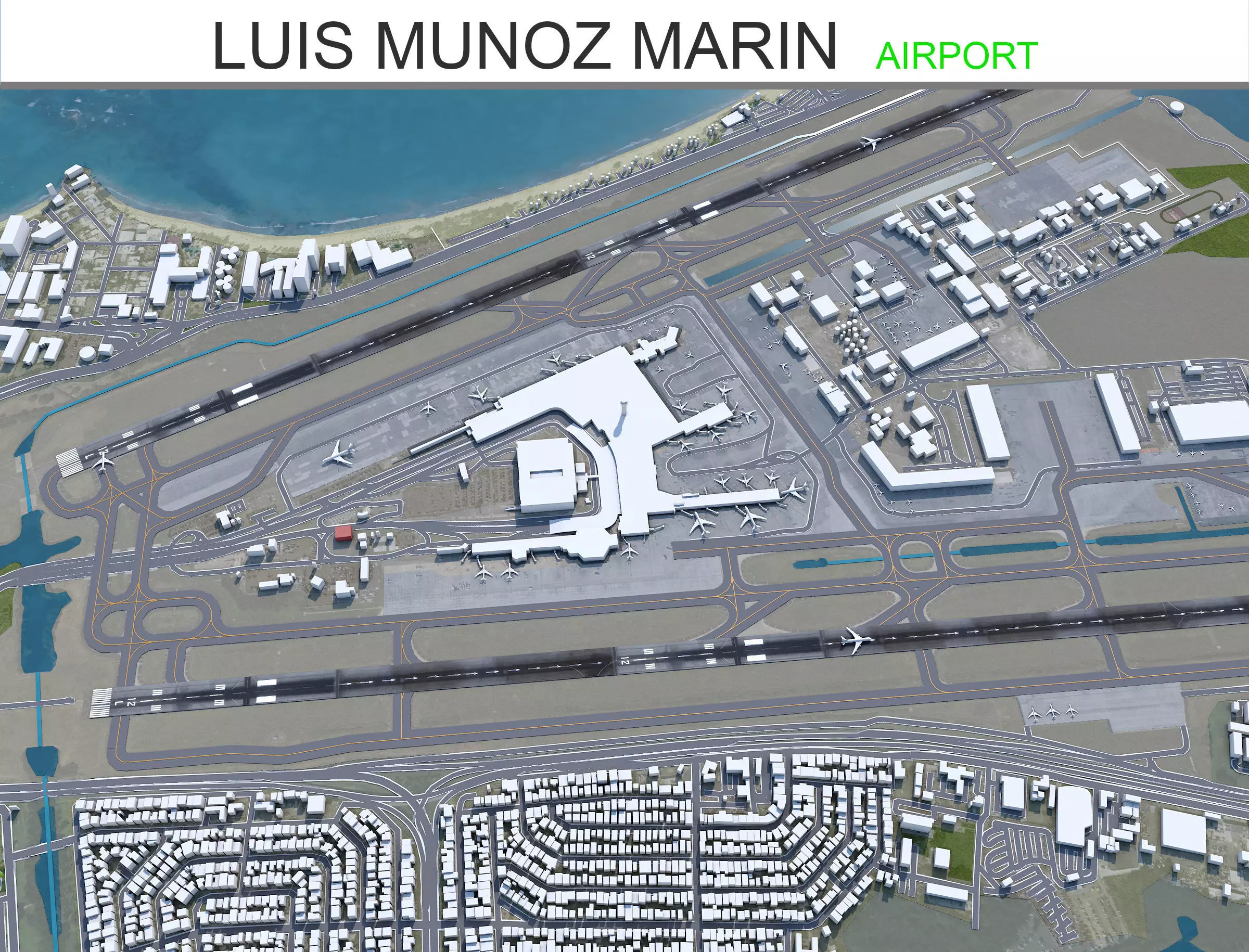 Luis Munoz Marin International Airport 10km Low-poly 3D model_0