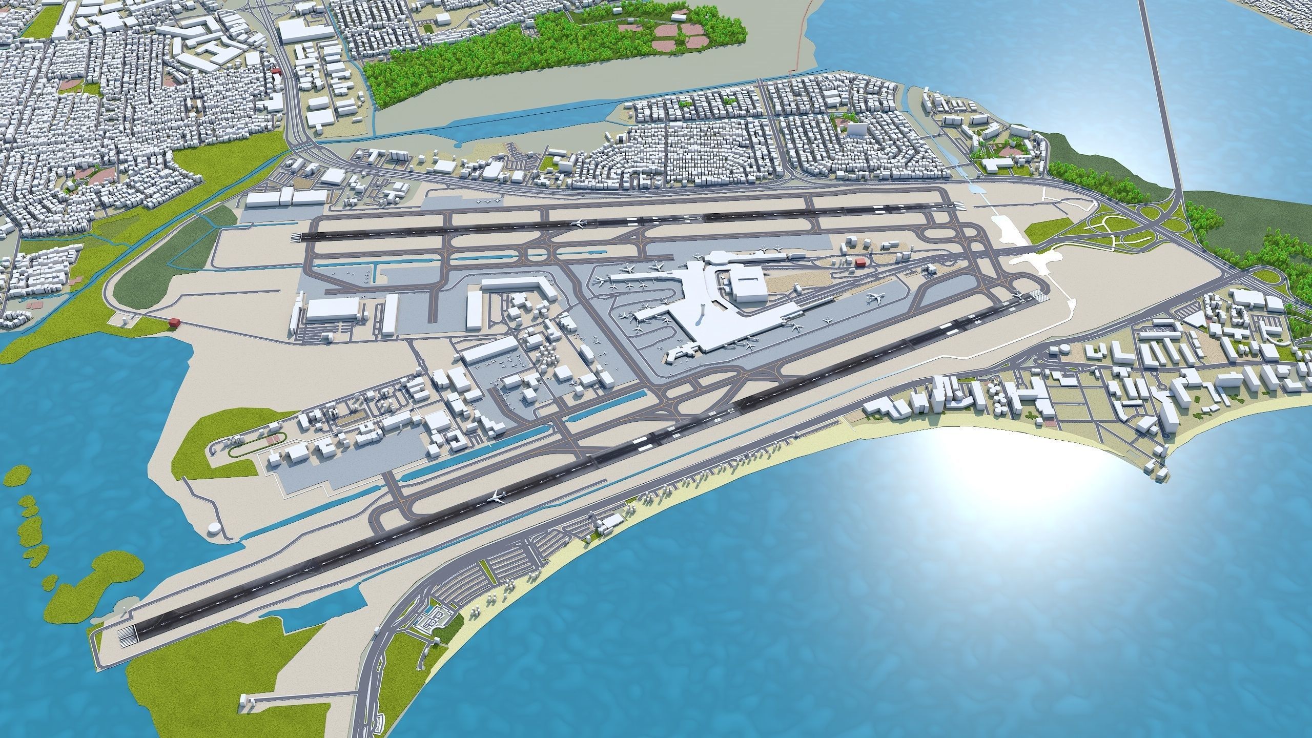 Luis Munoz Marin International Airport 10km Low-poly 3D model_4