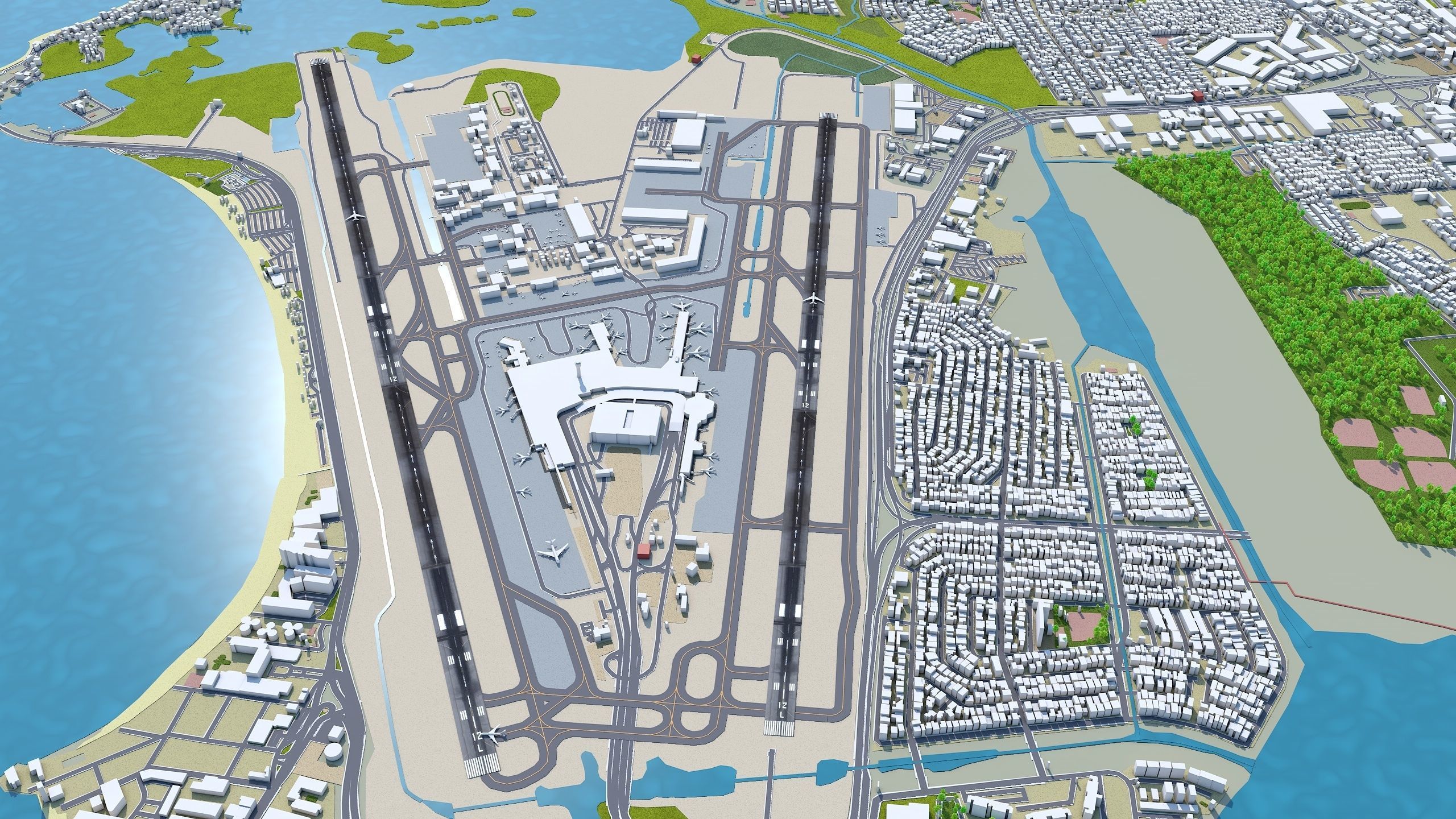Luis Munoz Marin International Airport 10km Low-poly 3D model_6