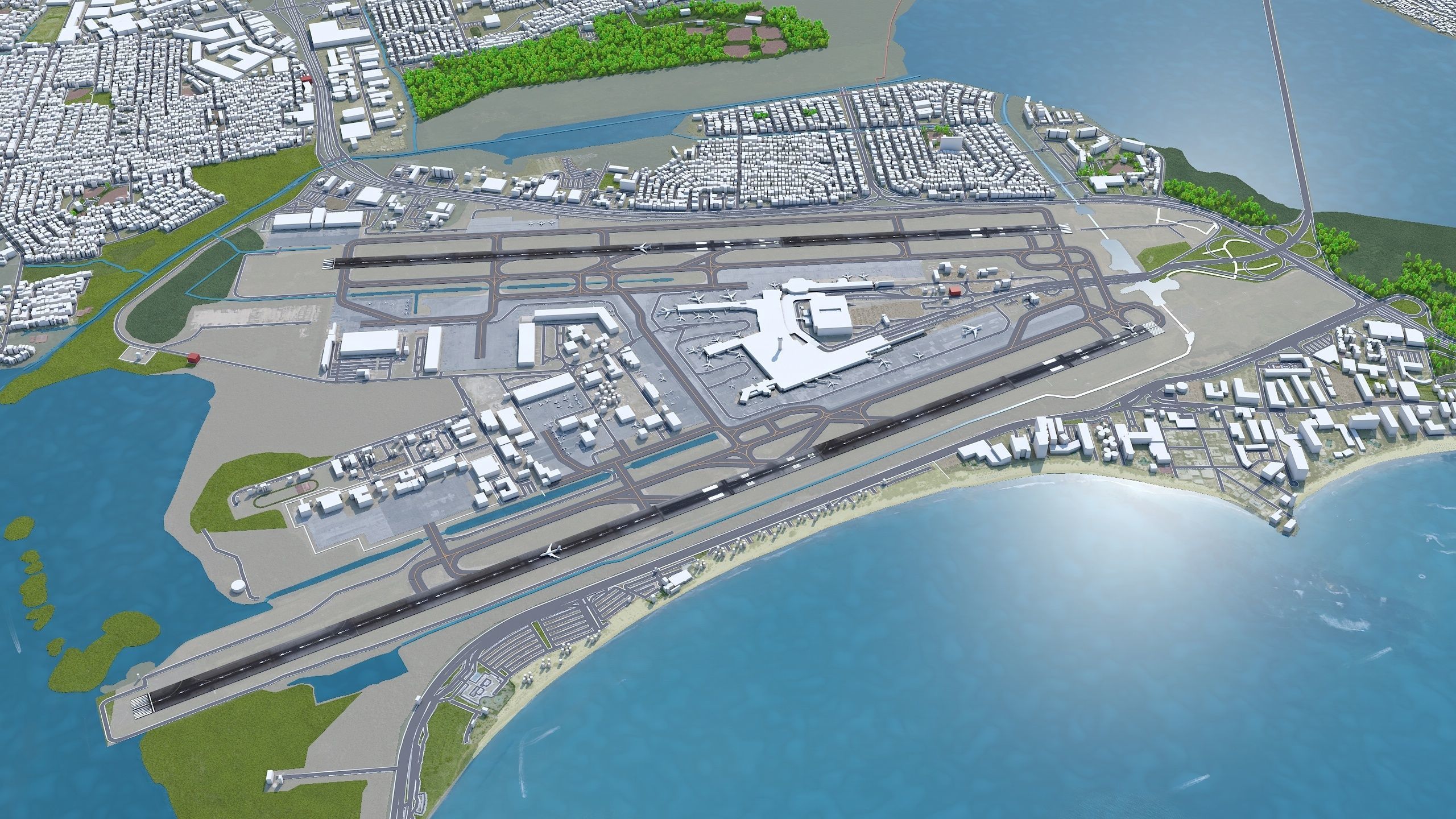 Luis Munoz Marin International Airport 10km Low-poly 3D model_3