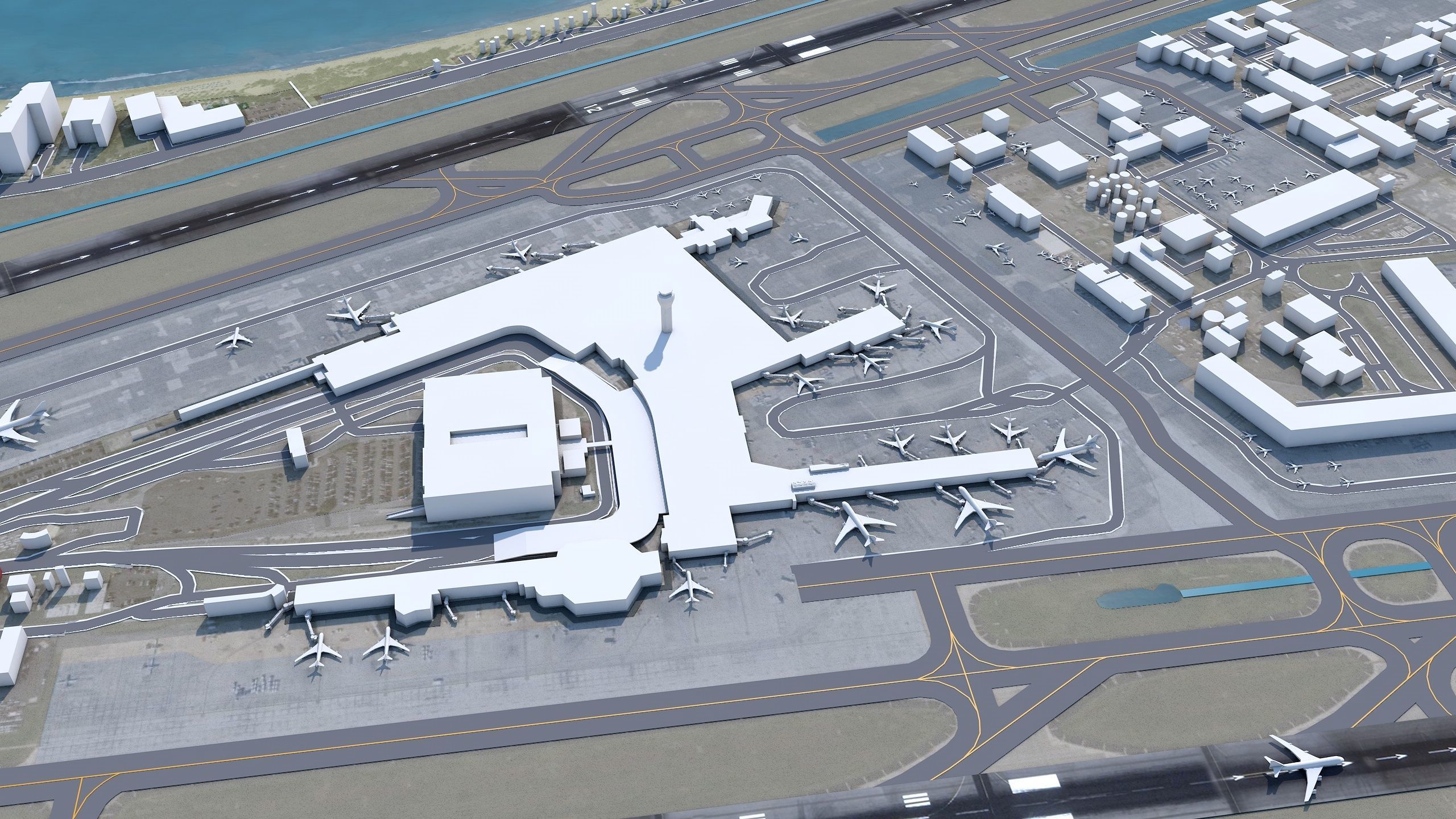 Luis Munoz Marin International Airport 10km Low-poly 3D model_1