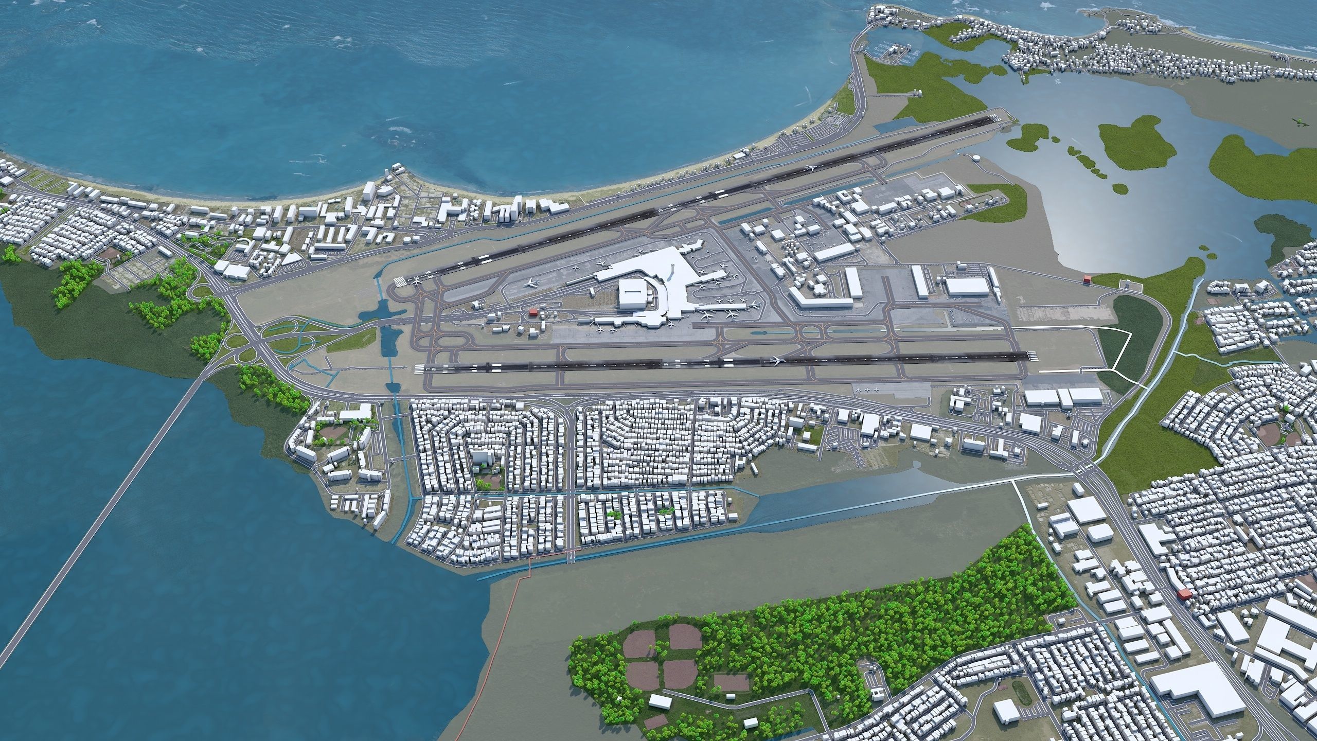 Luis Munoz Marin International Airport 10km Low-poly 3D model_2