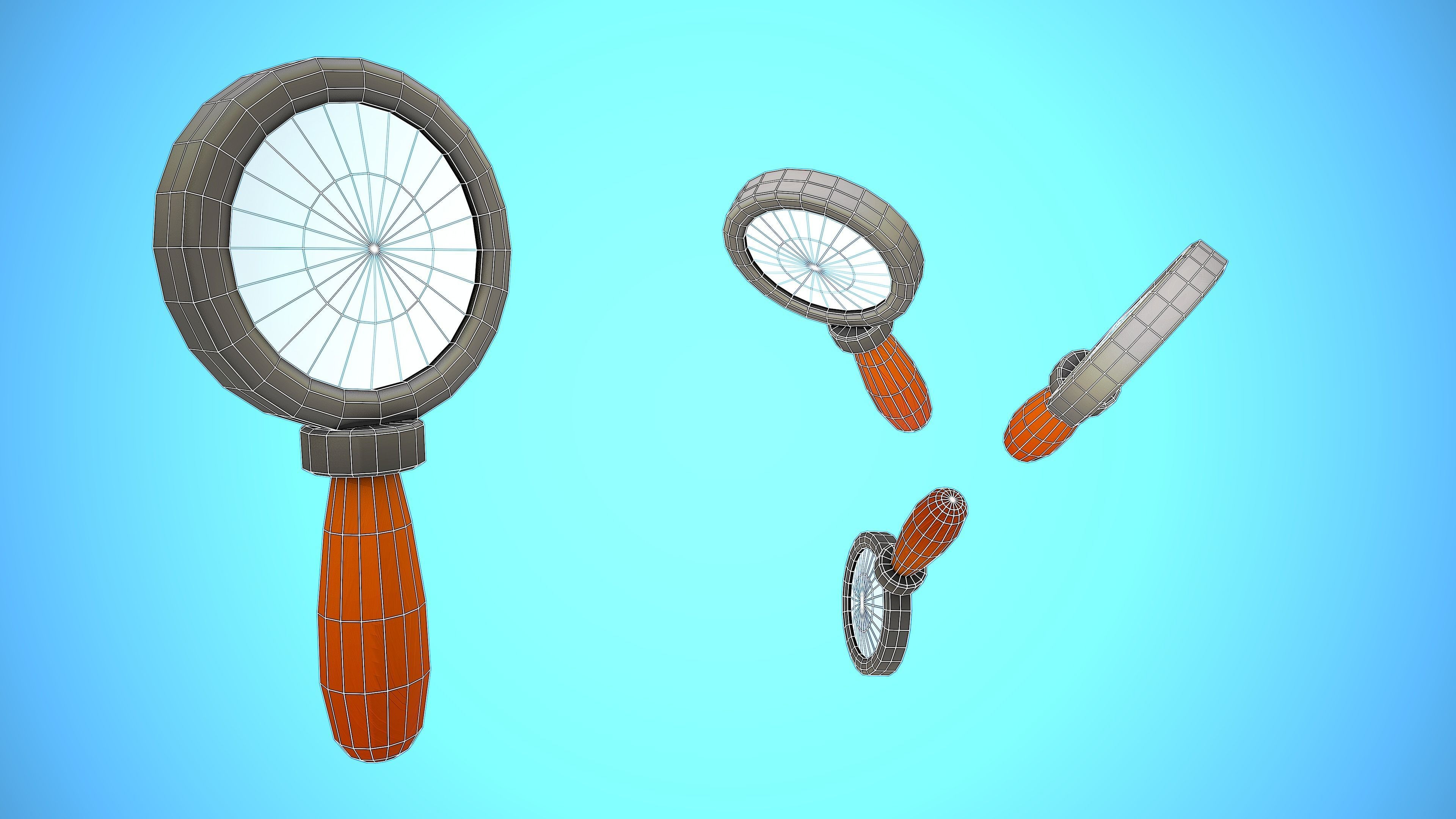 MAGNIFYING GLASS CARTOON STYLIZED 2  Low-poly 3D model_2