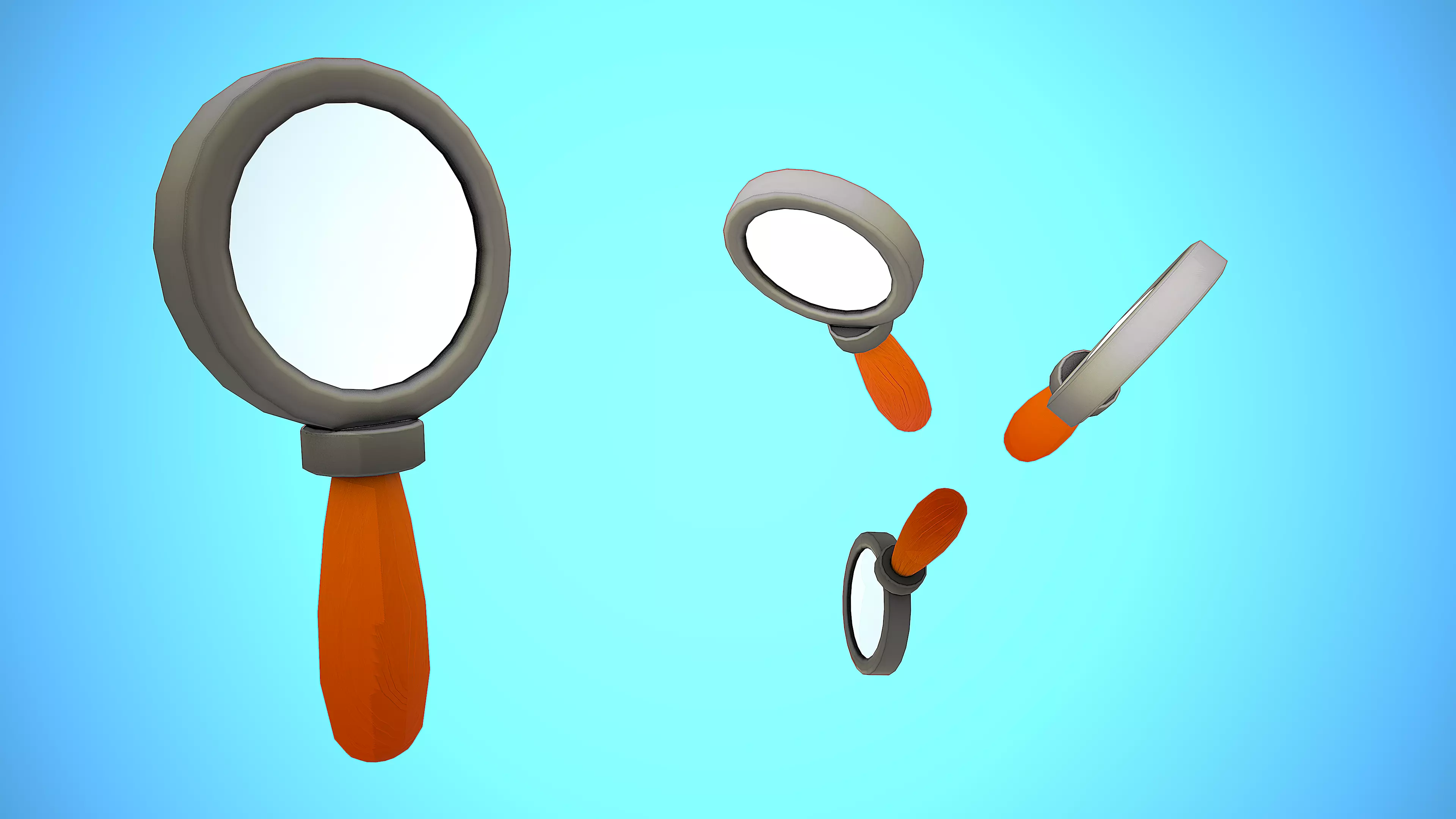 MAGNIFYING GLASS CARTOON STYLIZED 2  Low-poly 3D model_0