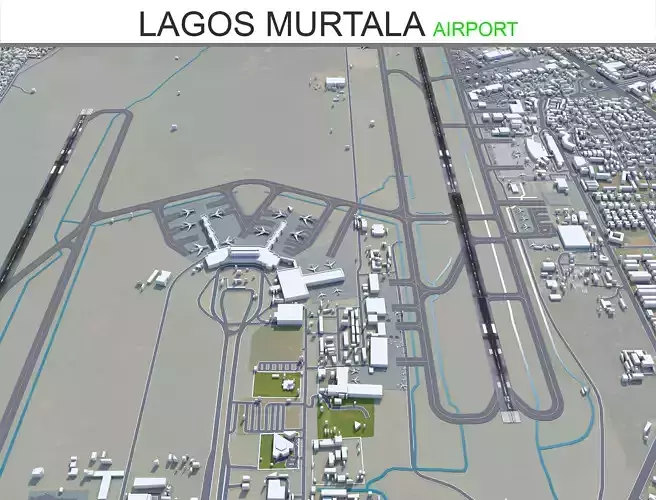 Lagos Murtala Muhammed Airport 10km Low-poly 3D model