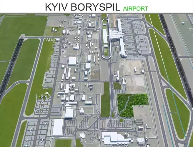 Kyiv Boryspil Airport 12km Low-poly 3D model