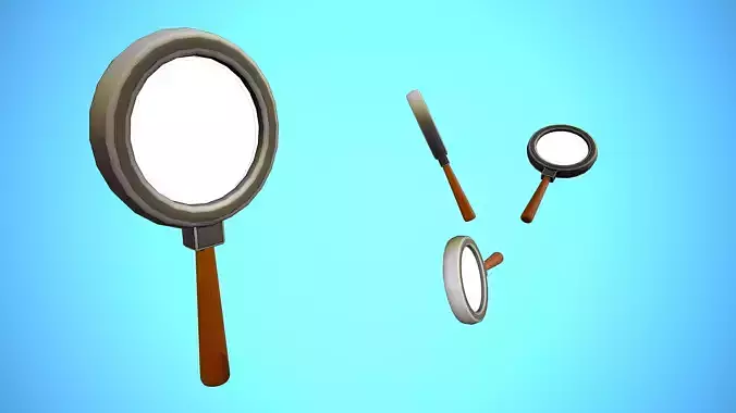  MAGNIFYING GLASS CARTOON STYLIZED 3 Low-poly 3D model