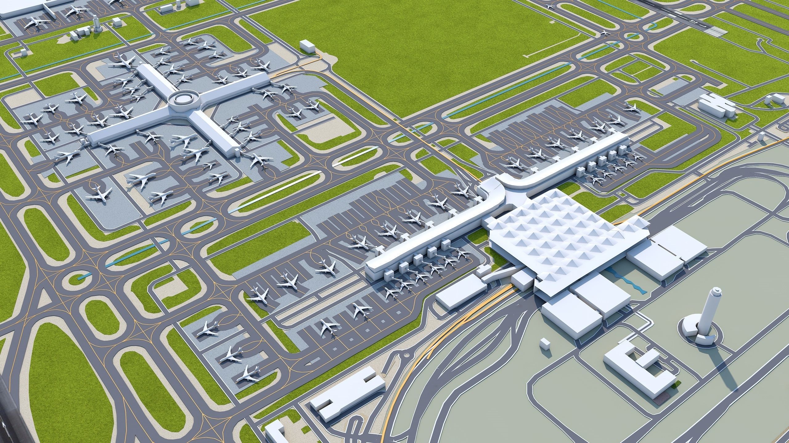 Kuala Lumpur Airport 12km Low-poly 3D model_8