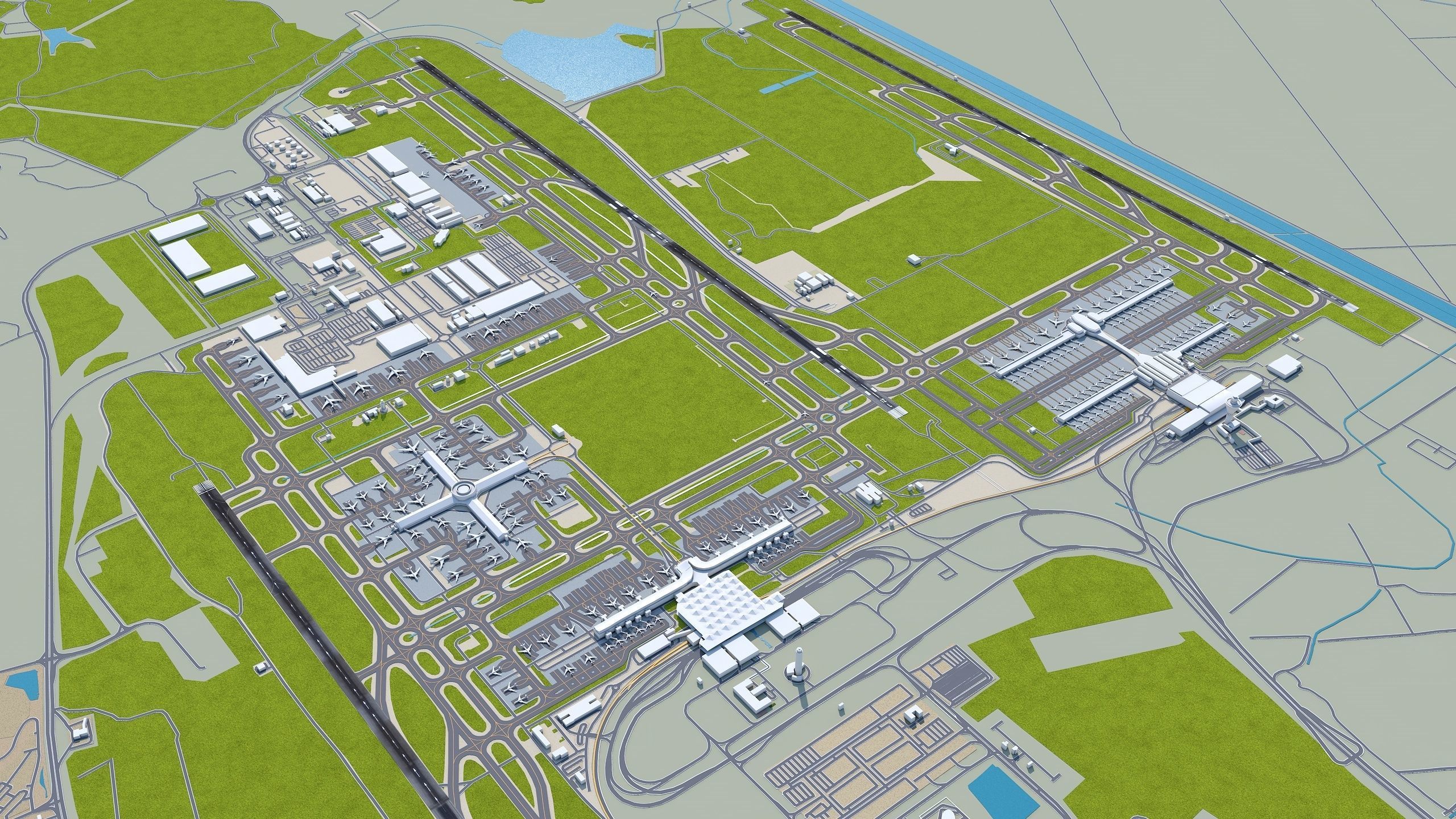 Kuala Lumpur Airport 12km Low-poly 3D model_7