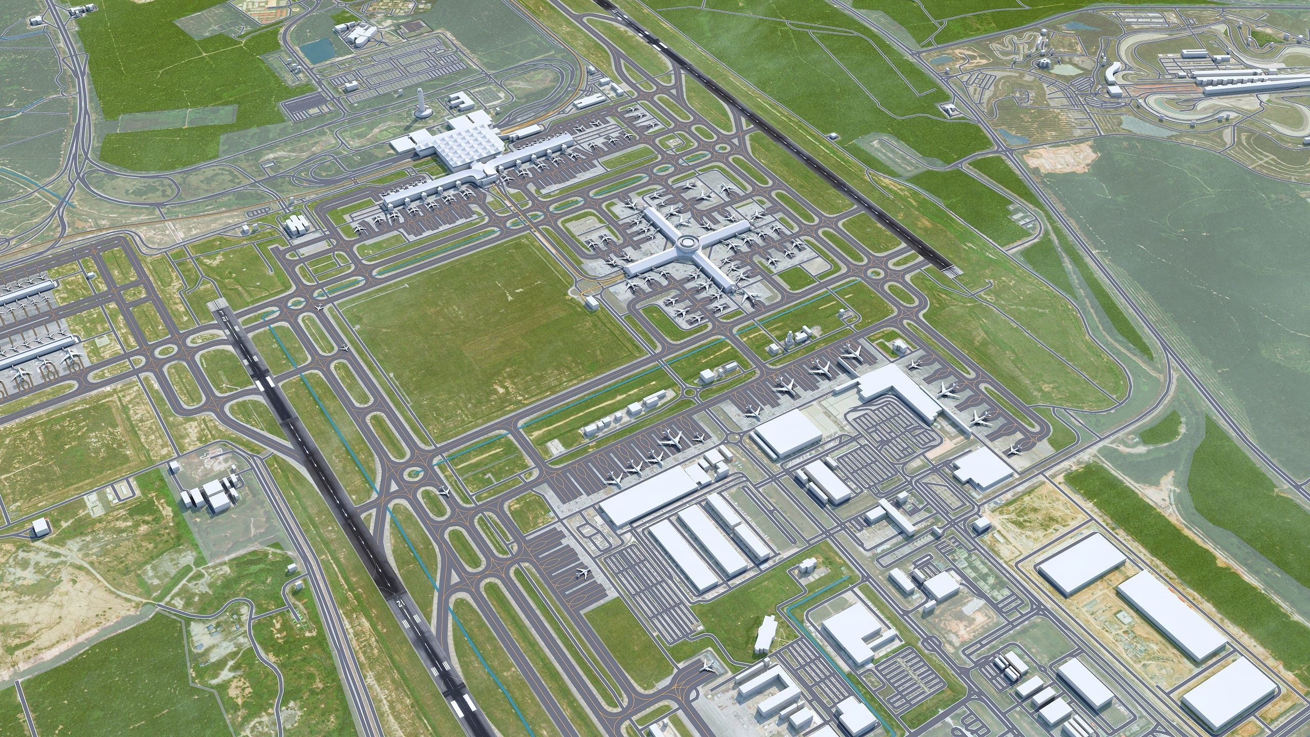 Kuala Lumpur Airport 12km Low-poly 3D model_3