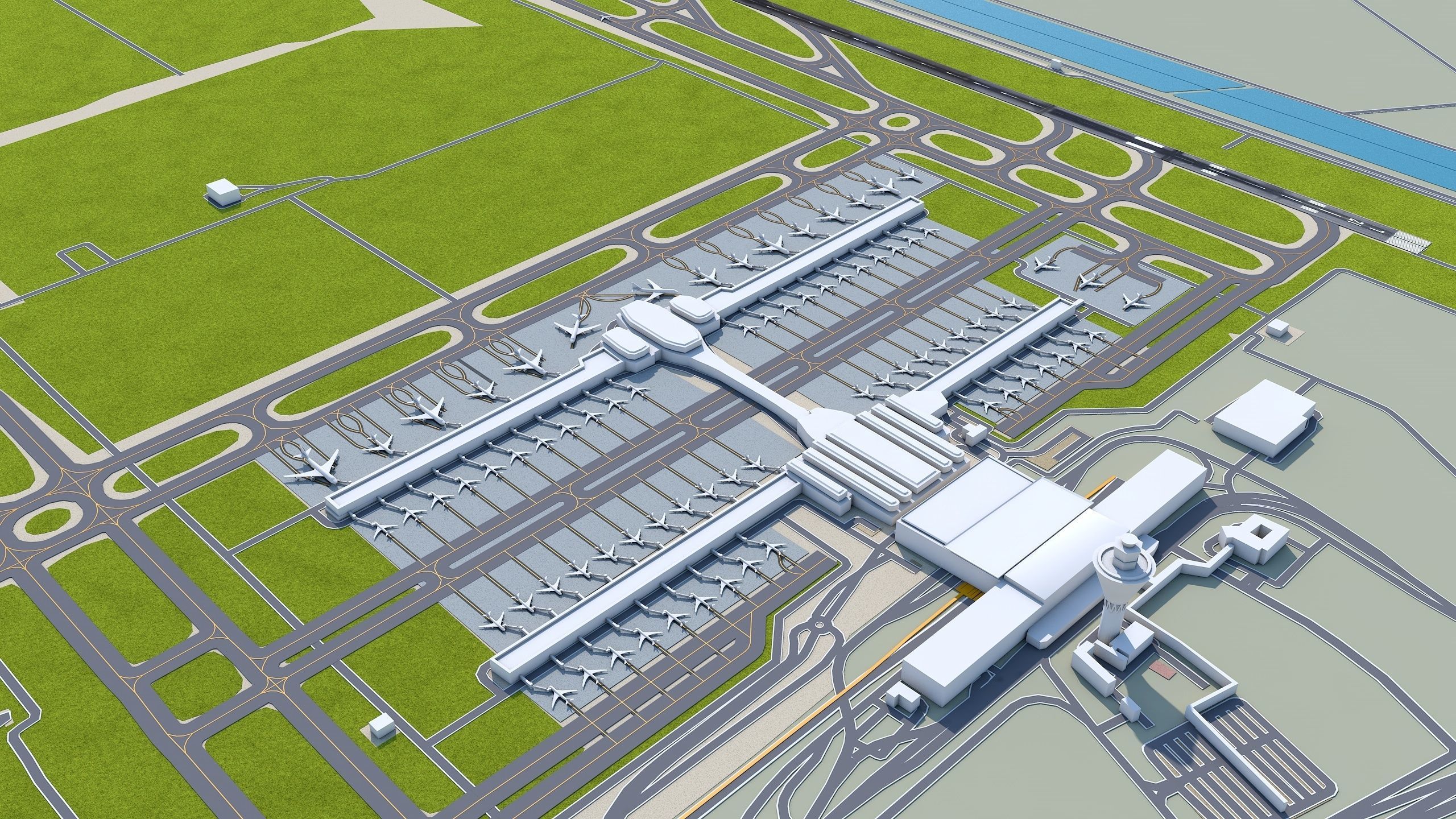 Kuala Lumpur Airport 12km Low-poly 3D model_9