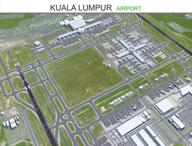 Kuala Lumpur Airport 12km Low-poly 3D model