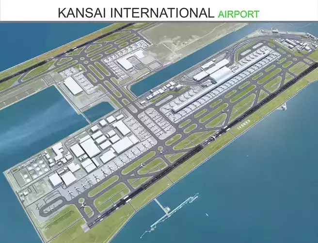 Kansai International Airport 10km Low-poly 3D model