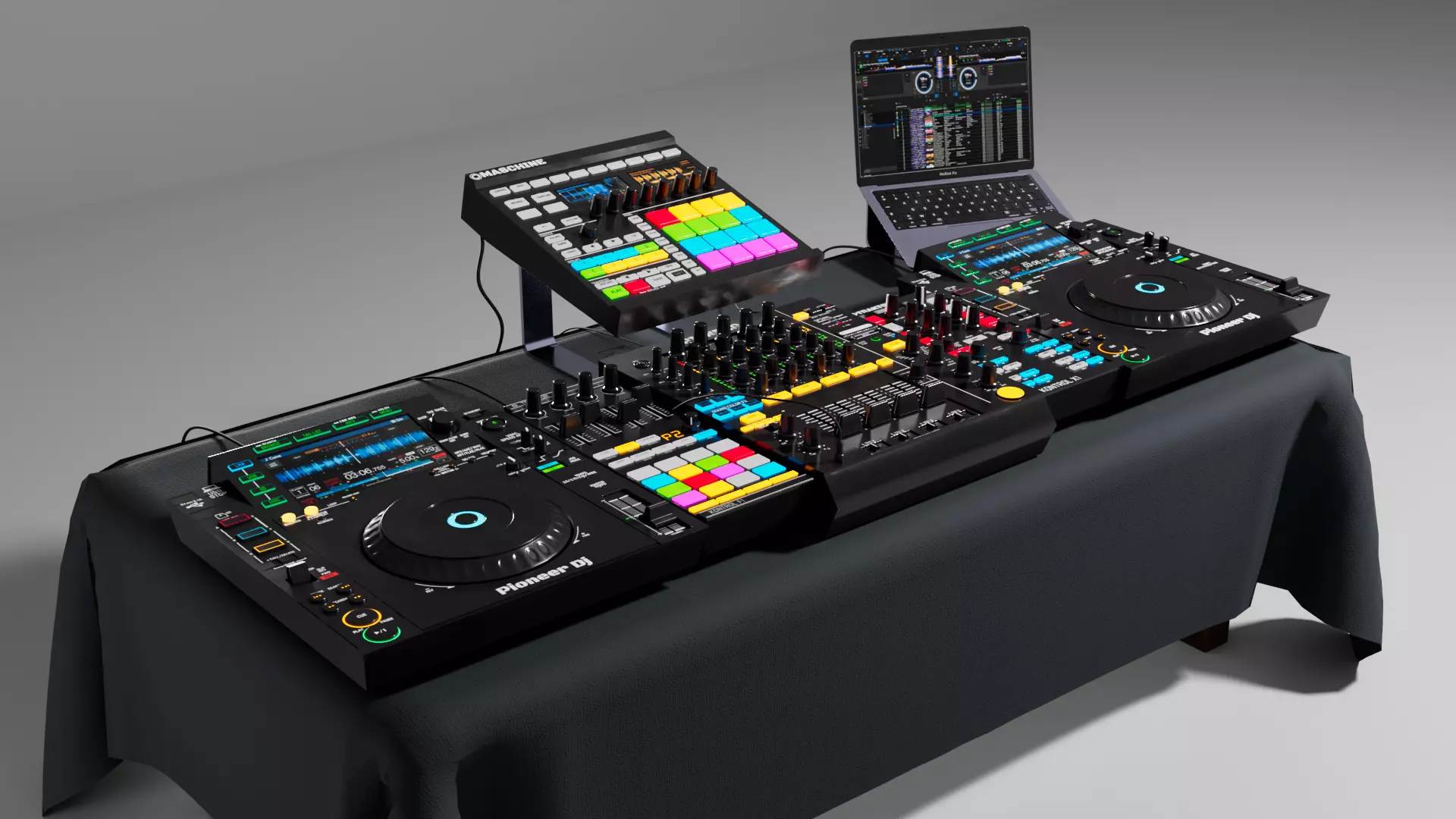 Pioneer DJ Music Set MAYA 3D Model 3D model_0