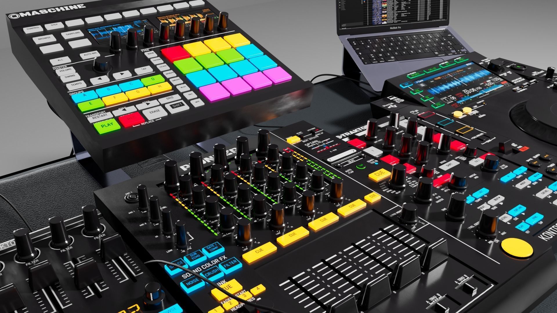 Pioneer DJ Music Set MAYA 3D Model 3D model_7