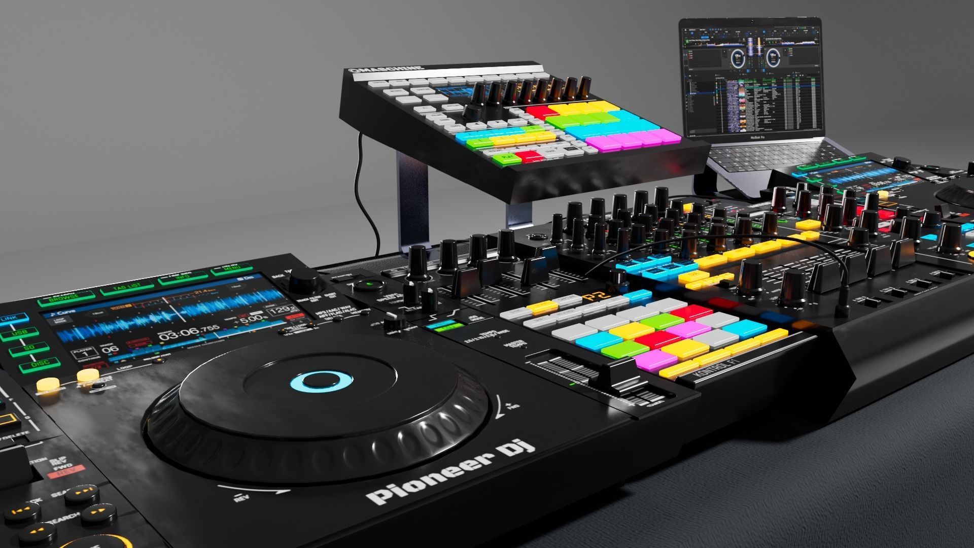 Pioneer DJ Music Set MAYA 3D Model 3D model_10