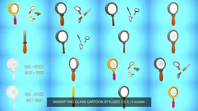 MAGNIFYING GLASS CARTOON STYLIZED 1-2-3