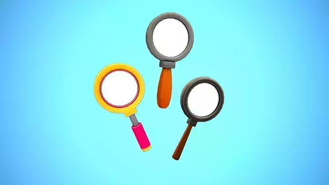 MAGNIFYING GLASS CARTOON STYLIZED 1-2-3 3D Model Collection