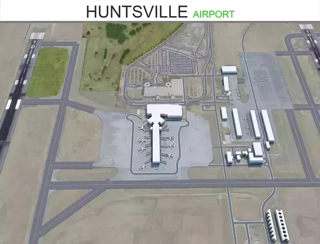 Huntsville Airport 10km Low-poly 3D model