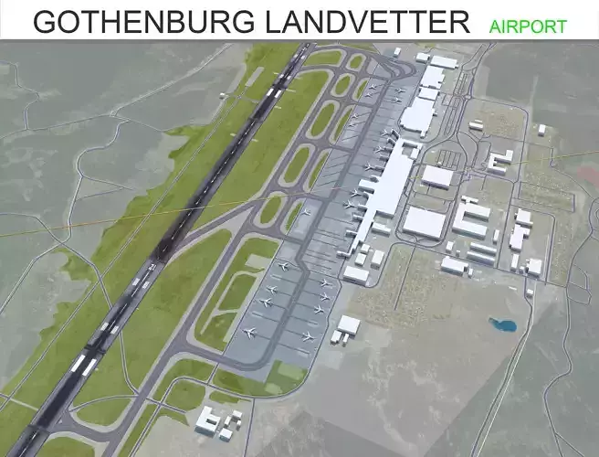 Gothenburg Landvetter Airport 12km Low-poly 3D model