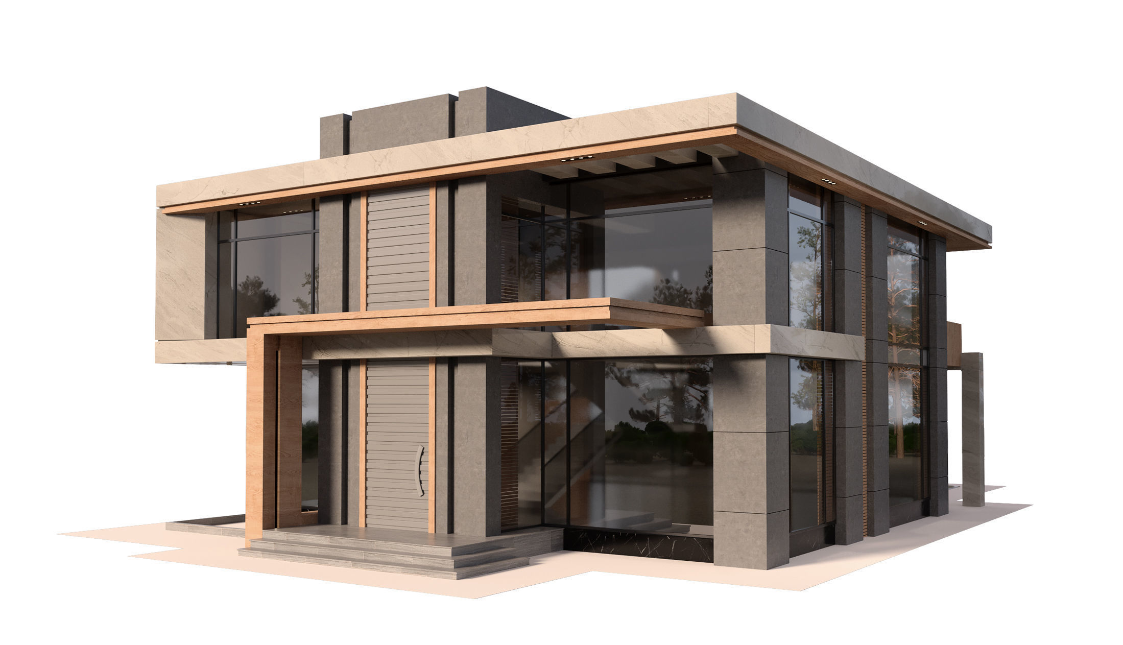 Villa With Pool and Waterfall  3D model_4