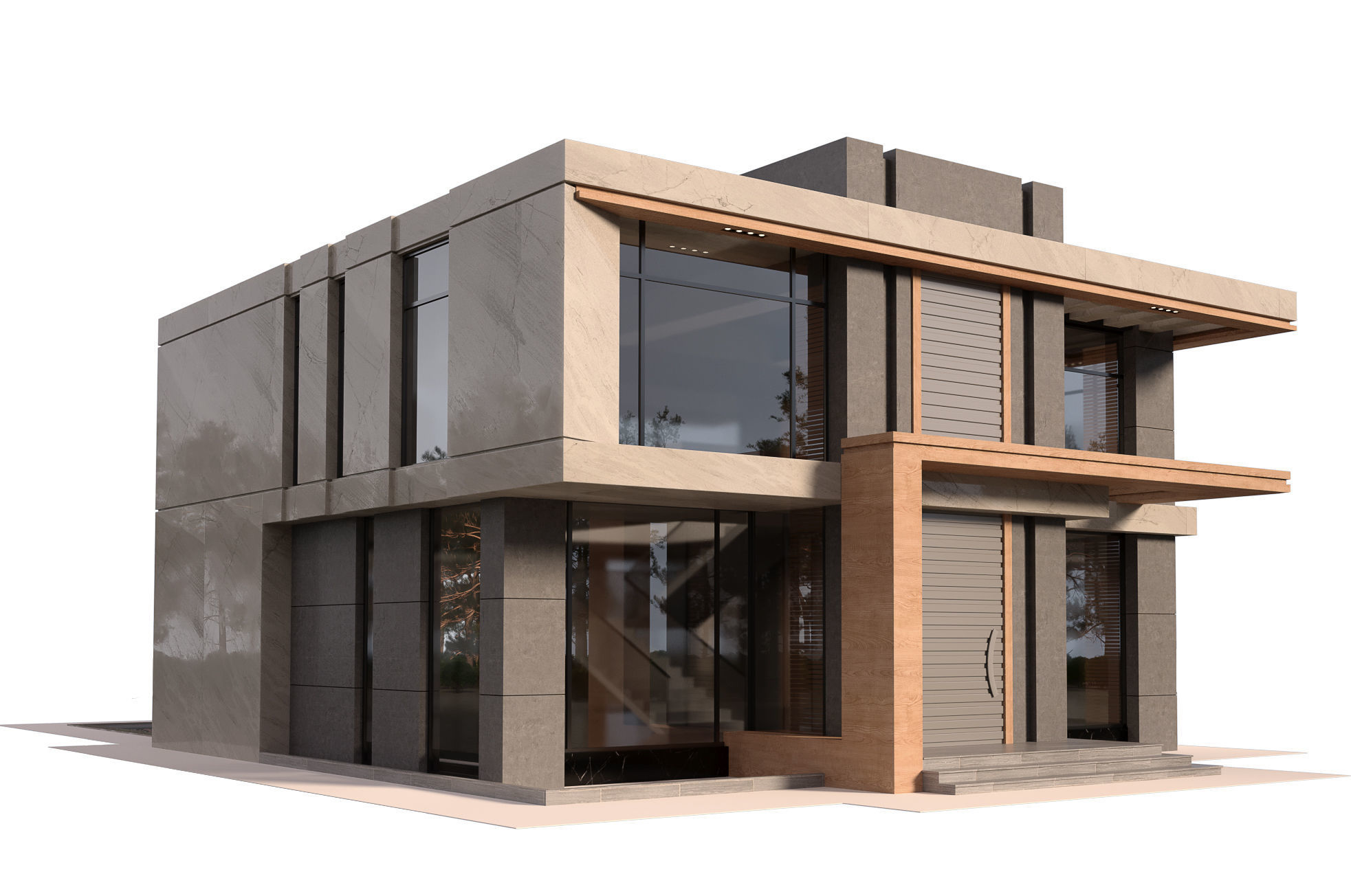 Villa With Pool and Waterfall  3D model_2