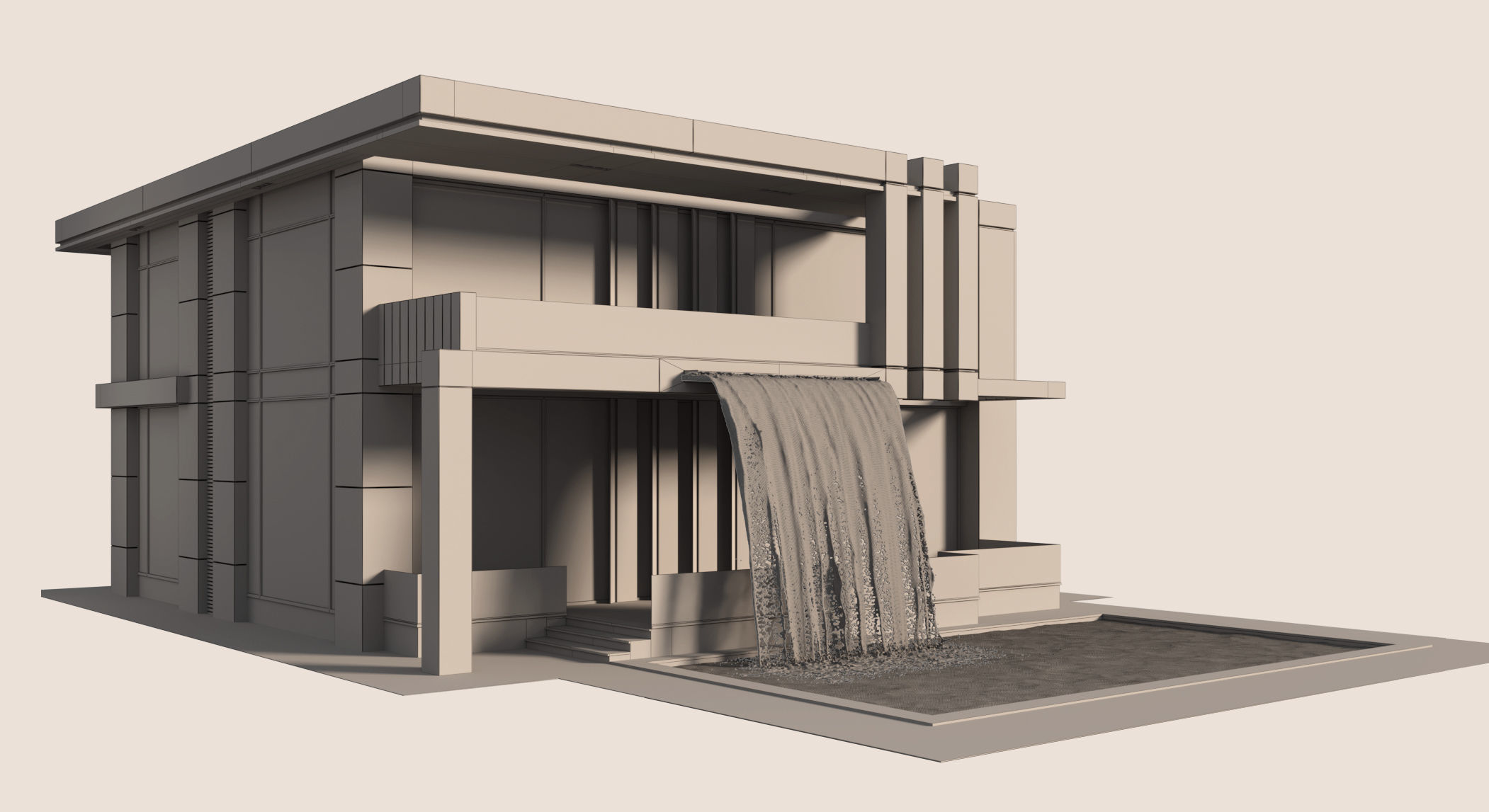 Villa With Pool and Waterfall  3D model_7