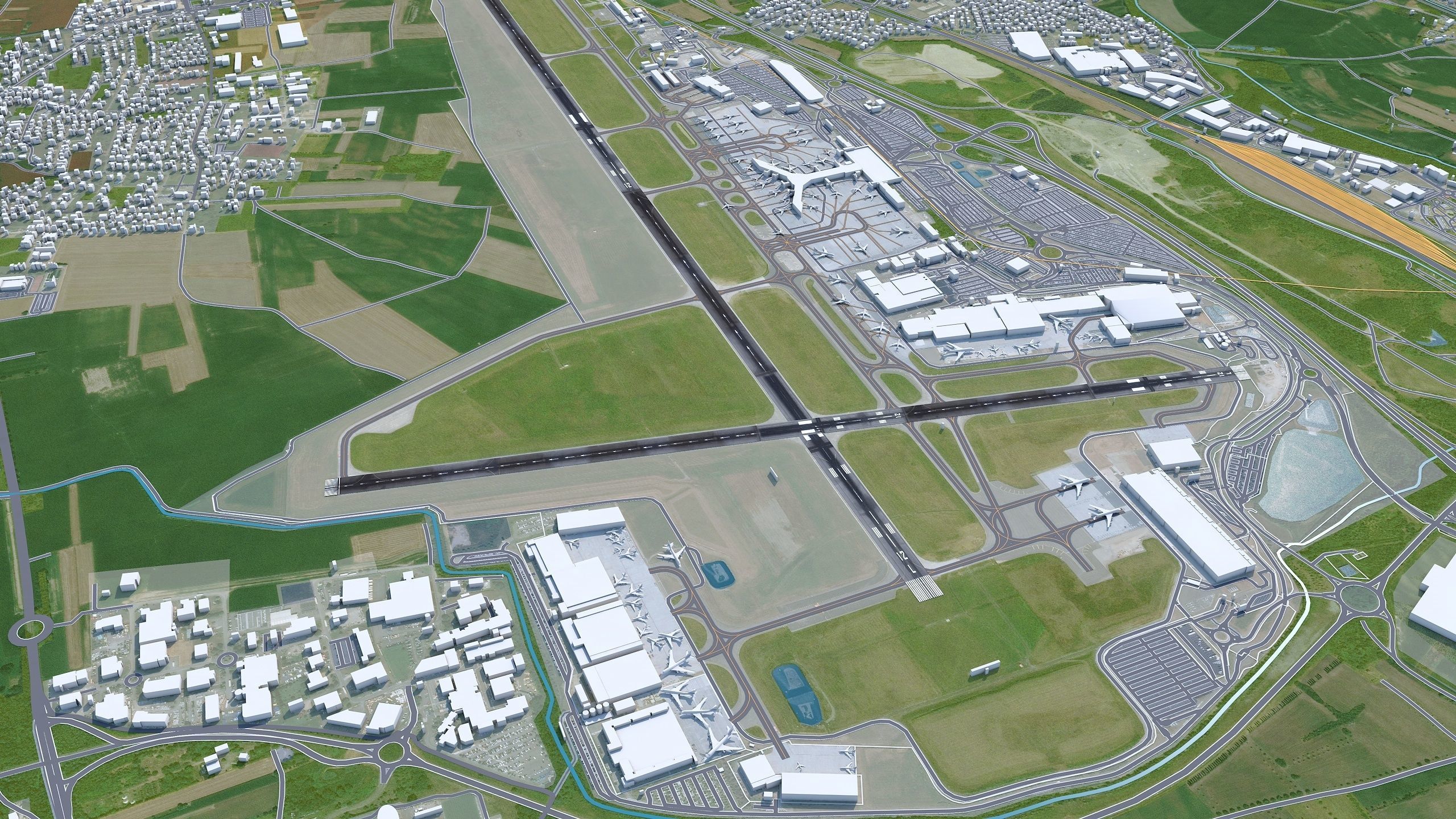 Euro Airport Basel 7km Low-poly 3D model_3