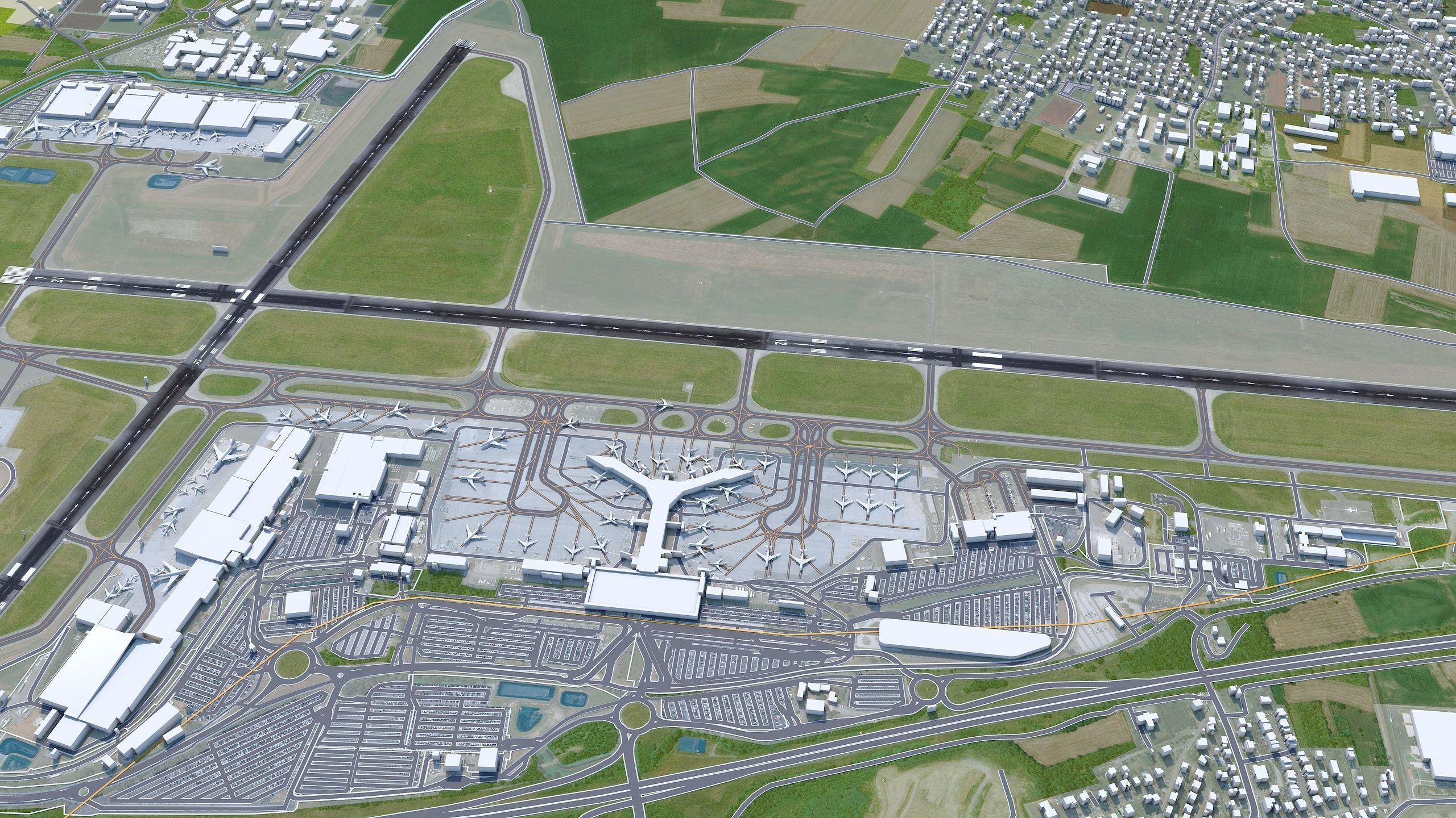 Euro Airport Basel 7km Low-poly 3D model_4