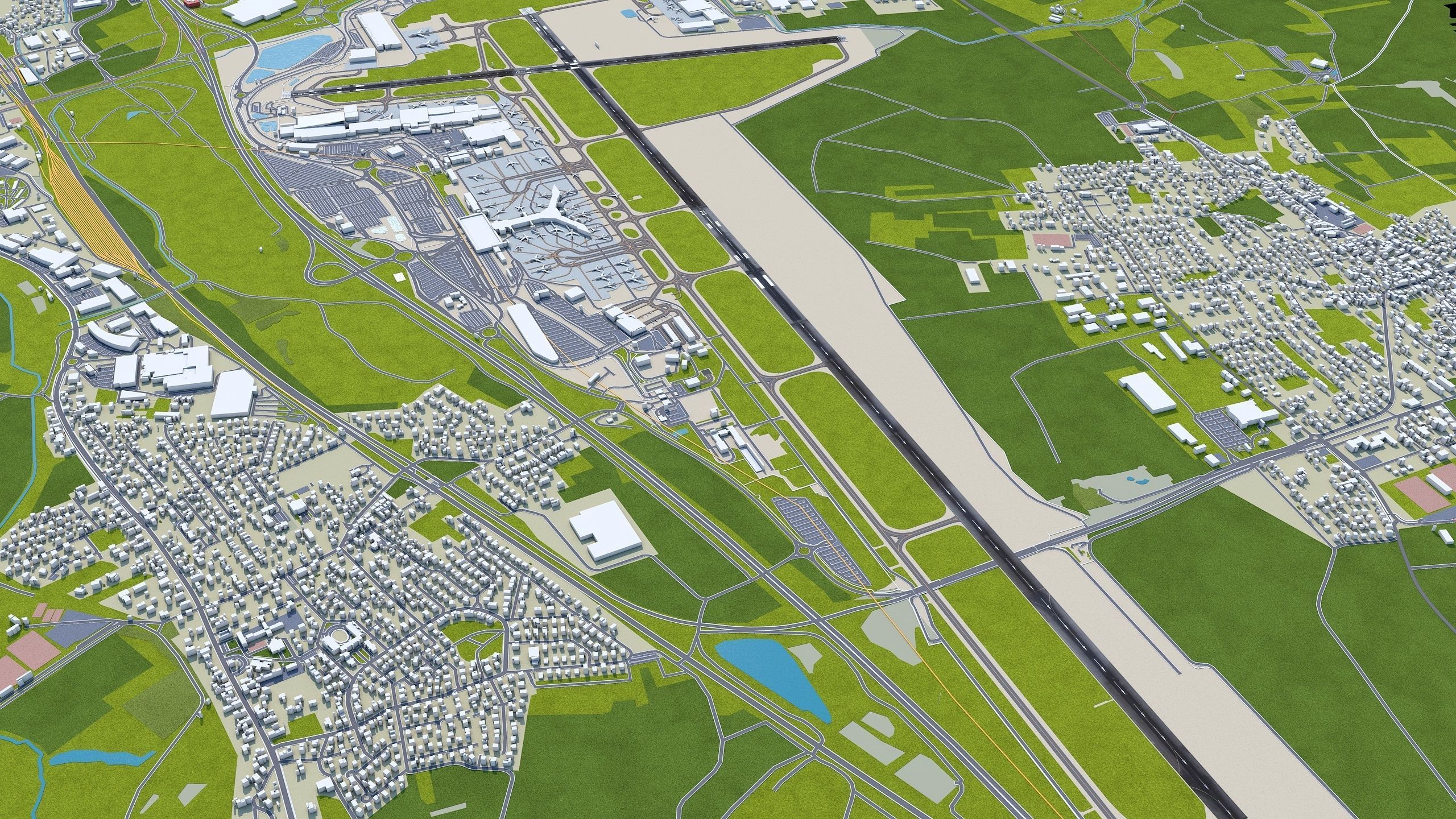 Euro Airport Basel 7km Low-poly 3D model_7