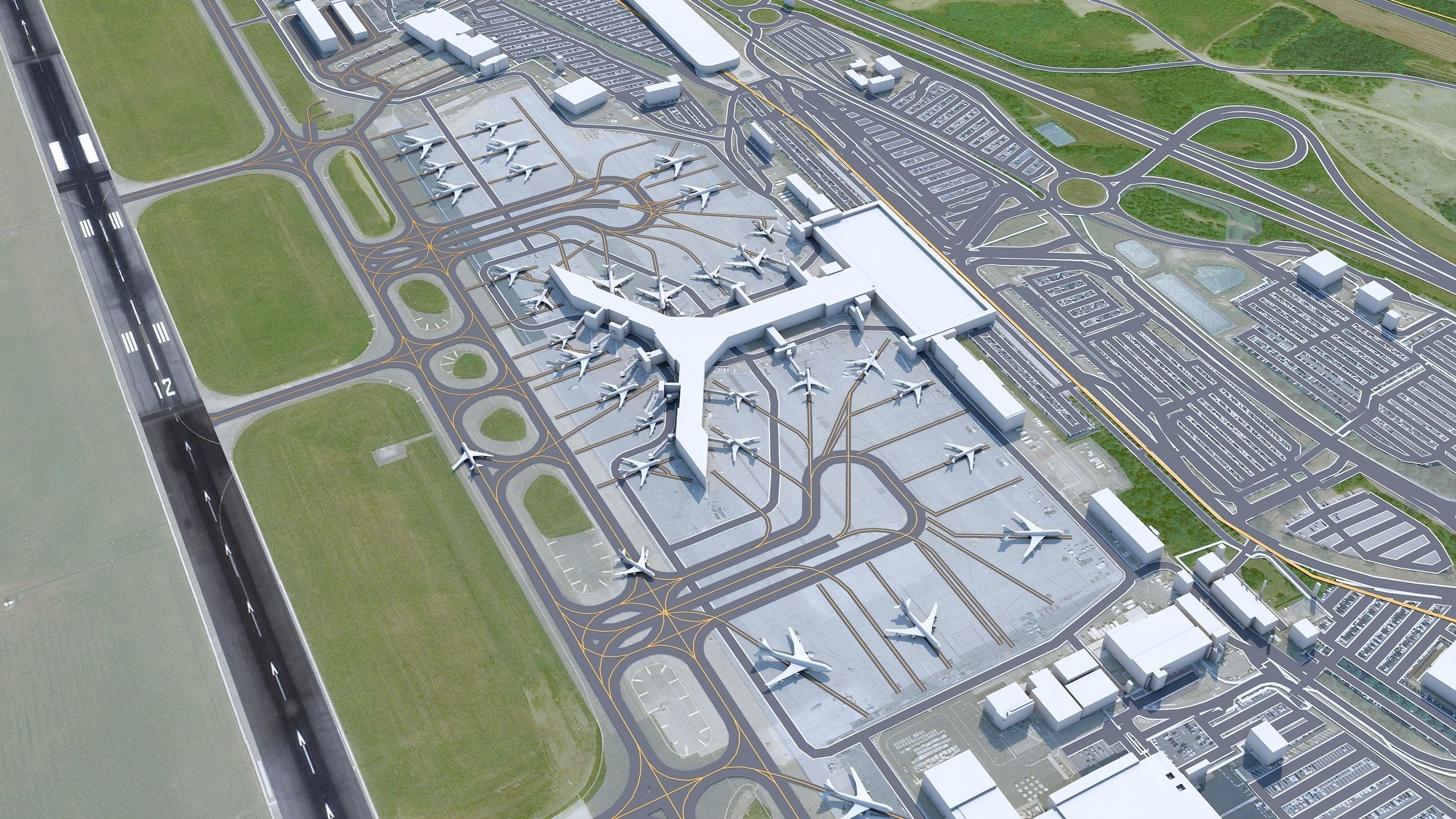 Euro Airport Basel 7km Low-poly 3D model_2