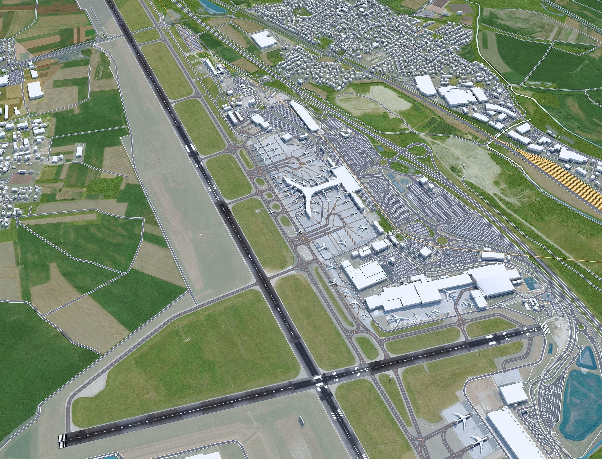 Euro Airport Basel 7km Low-poly 3D model_1