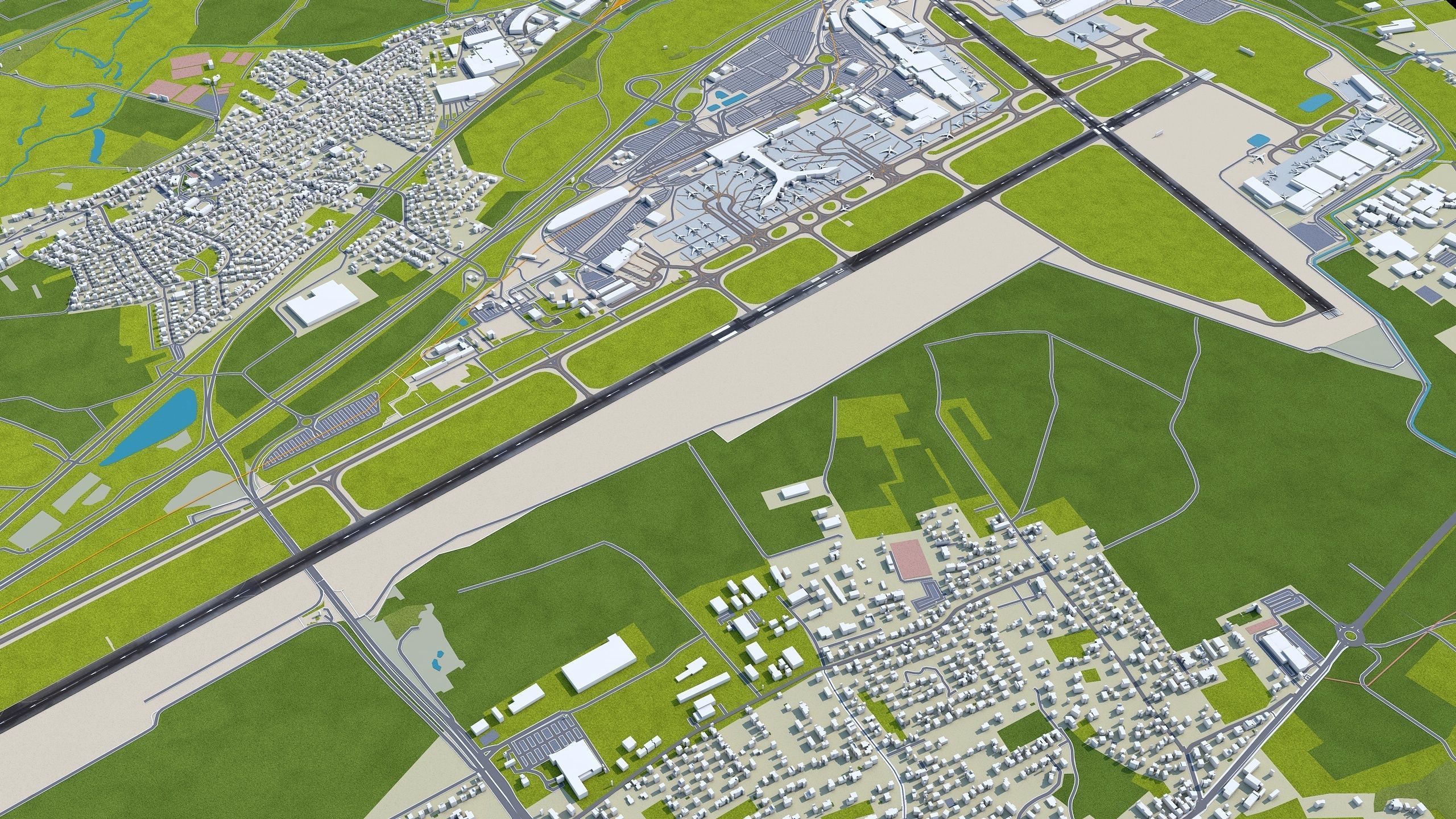 Euro Airport Basel 7km Low-poly 3D model_8
