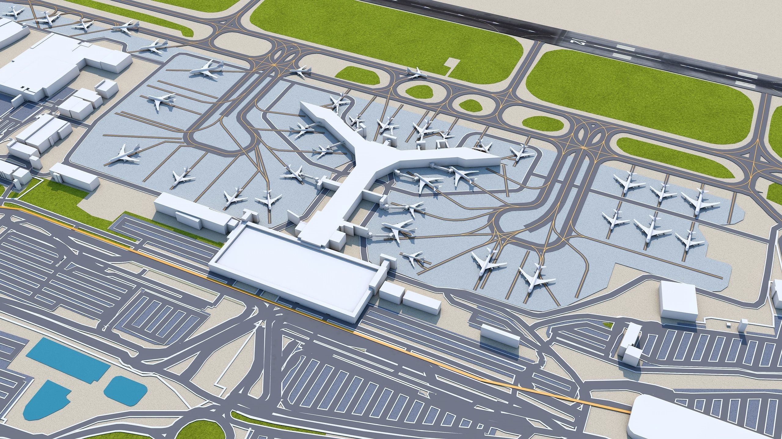 Euro Airport Basel 7km Low-poly 3D model_6