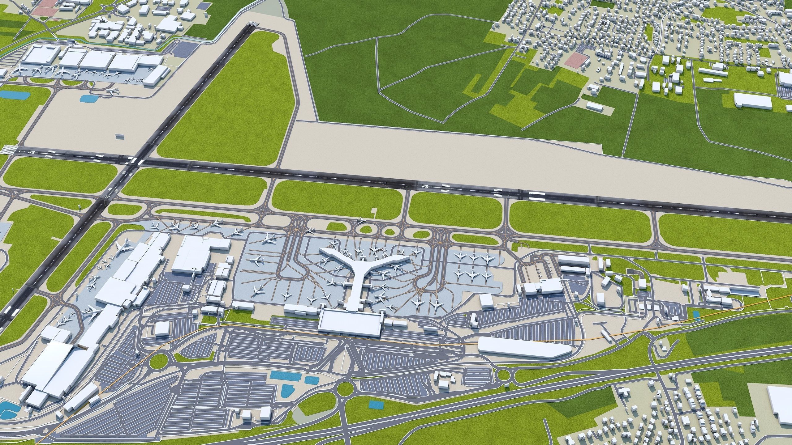 Euro Airport Basel 7km Low-poly 3D model_5