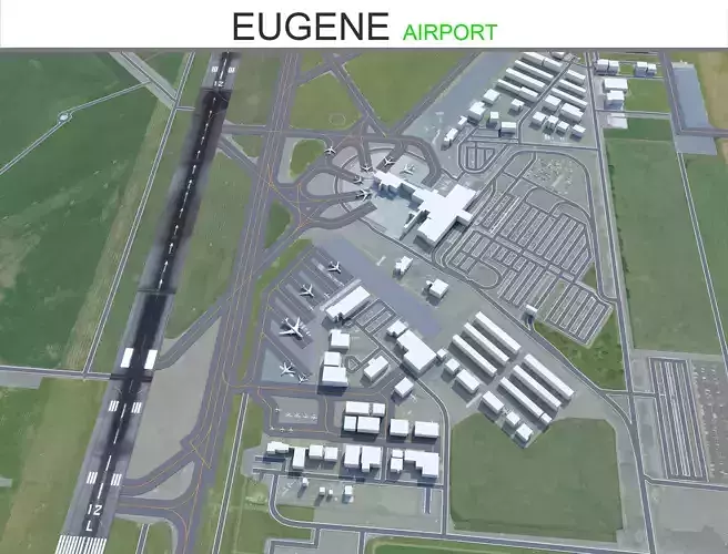 Eugene Airport 10km Low-poly 3D model